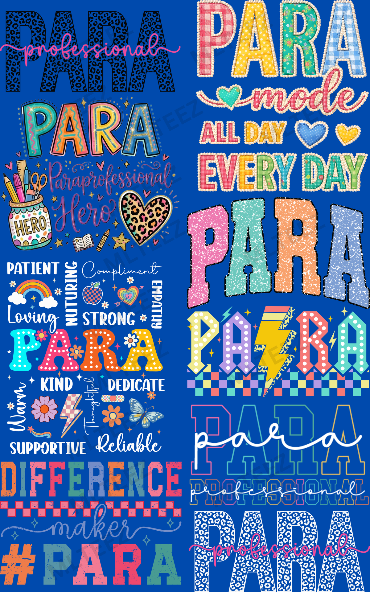 PARA PROFESSIONAL (1) PREMADE GANGSHEET - 22X36 DTF TRANSFERS - DIRECT TO FILM