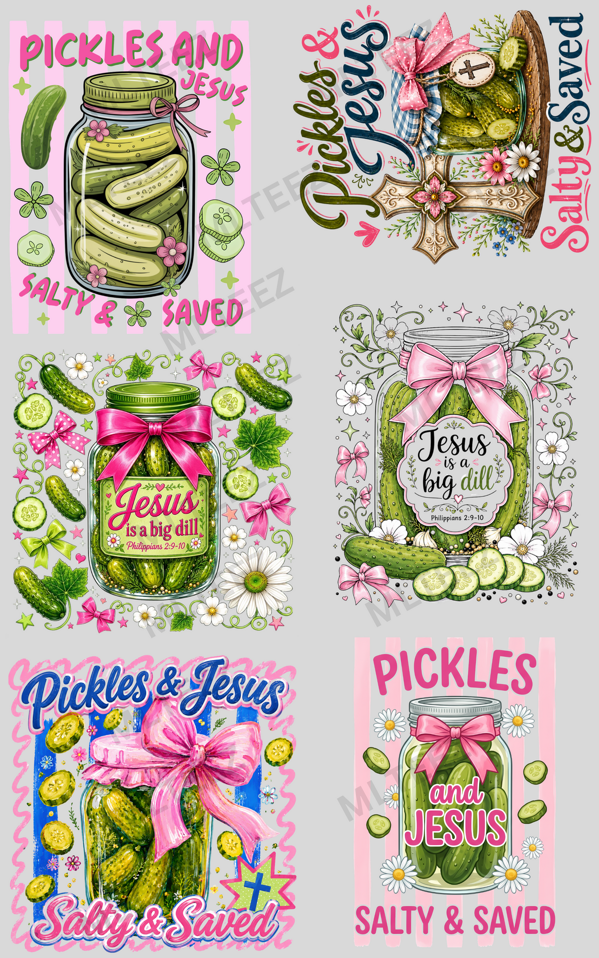 PICKLES & JESUS (1) PREMADE GANGSHEET - 22X36 DTF TRANSFERS - DIRECT TO FILM