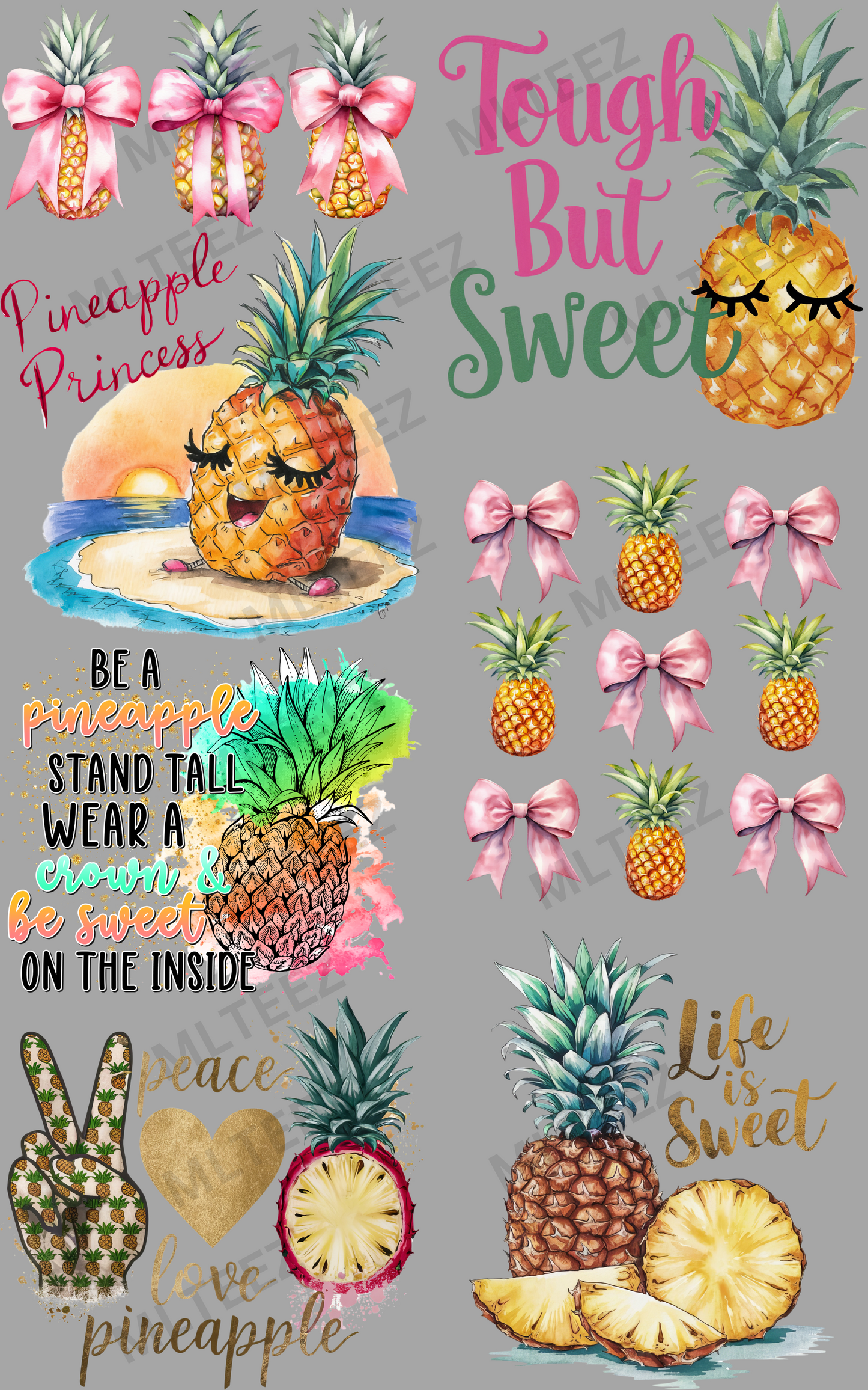 PINEAPPLE TOUGH BUT SWEET - 22X36 DTF TRANSFERS - DIRECT TO FILM