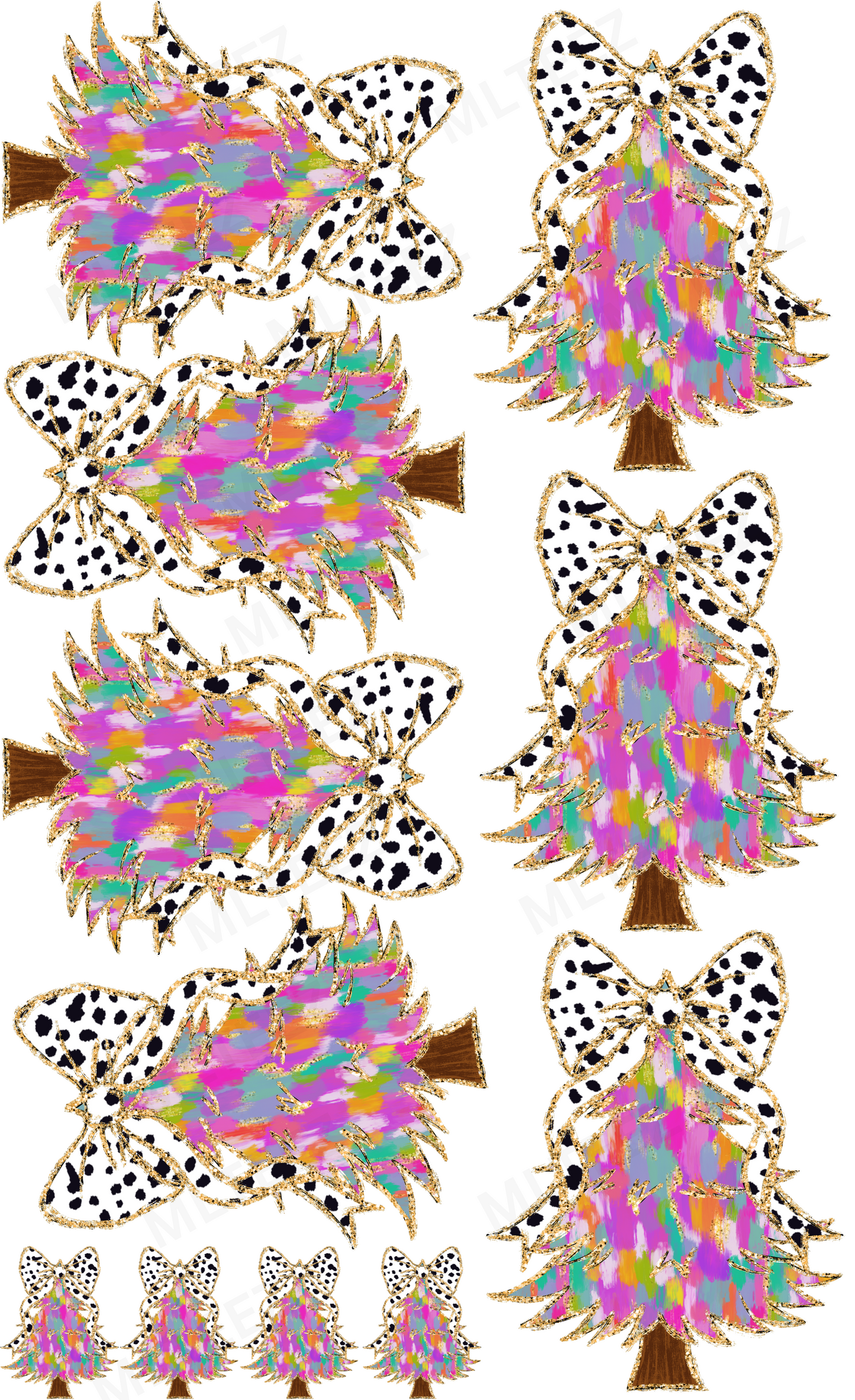PINK/PURPLE COLOR TREES GANGSHEET - 22X36 DTF TRANSFERS - DIRECT TO FILM