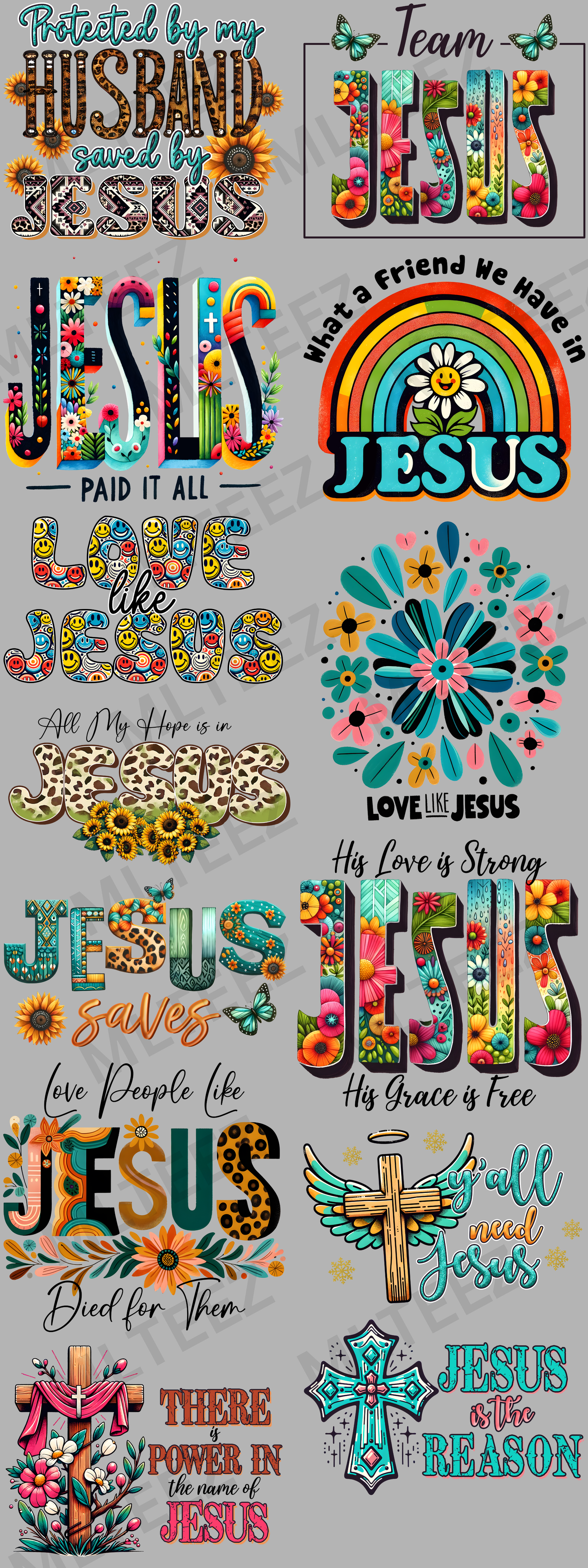 PROTECTED BY MY HUSBAND SAVED BY JESUS (60 INCH) PREMADE GANGSHEET - 22X60 DTF TRANSFERS - DIRECT TO FILM