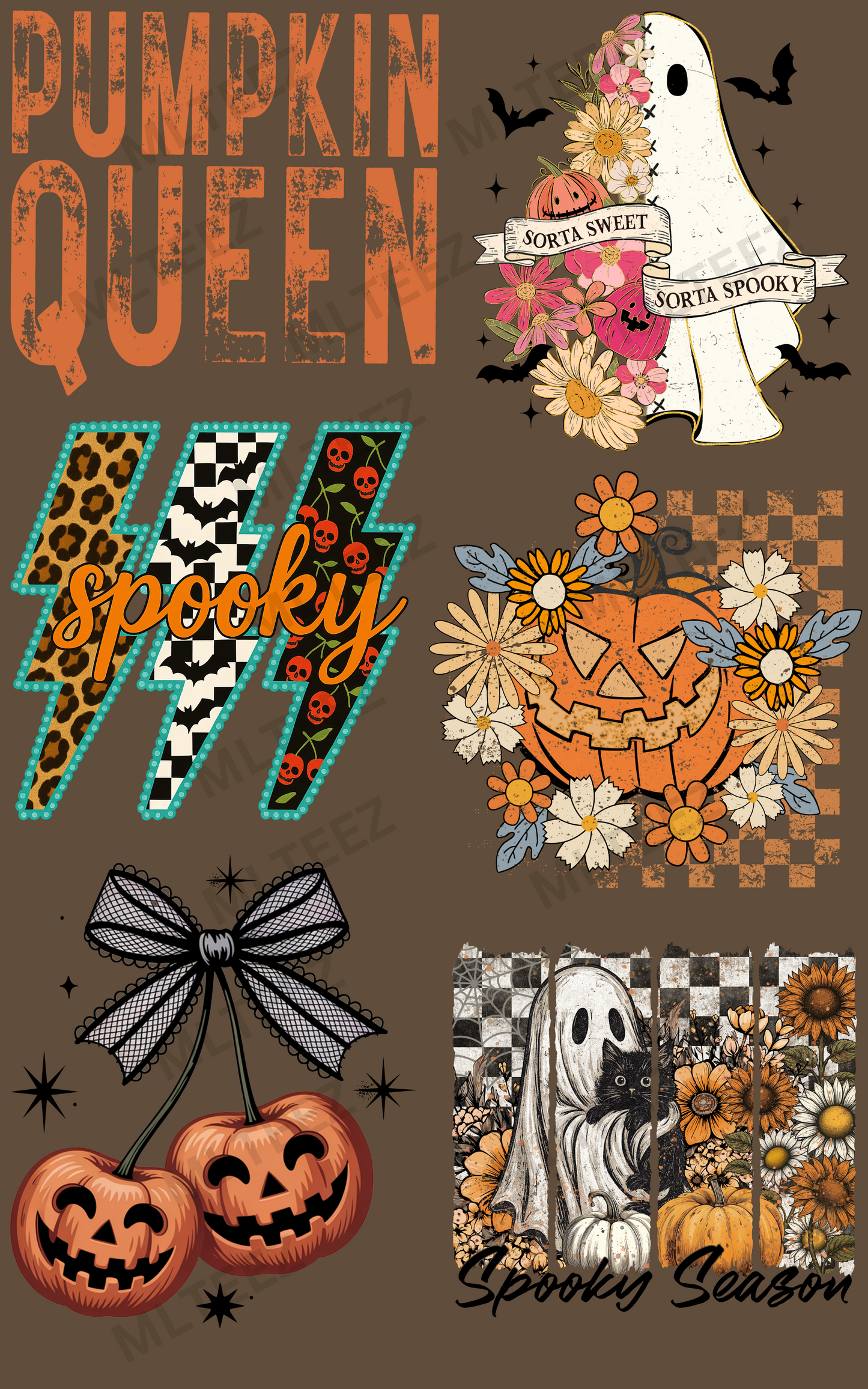 PUMPKIN QUEEN (1) PREMADE GANGSHEET - 22X36 DTF TRANSFERS - DIRECT TO FILM