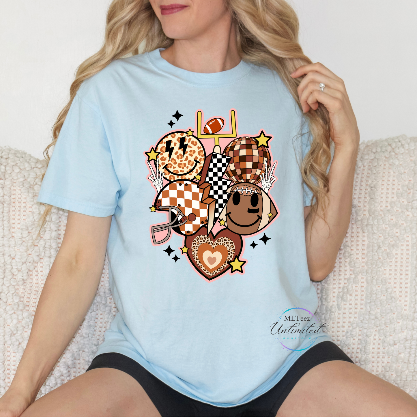 Retro Pink & Brown Football DTF Direct To Film