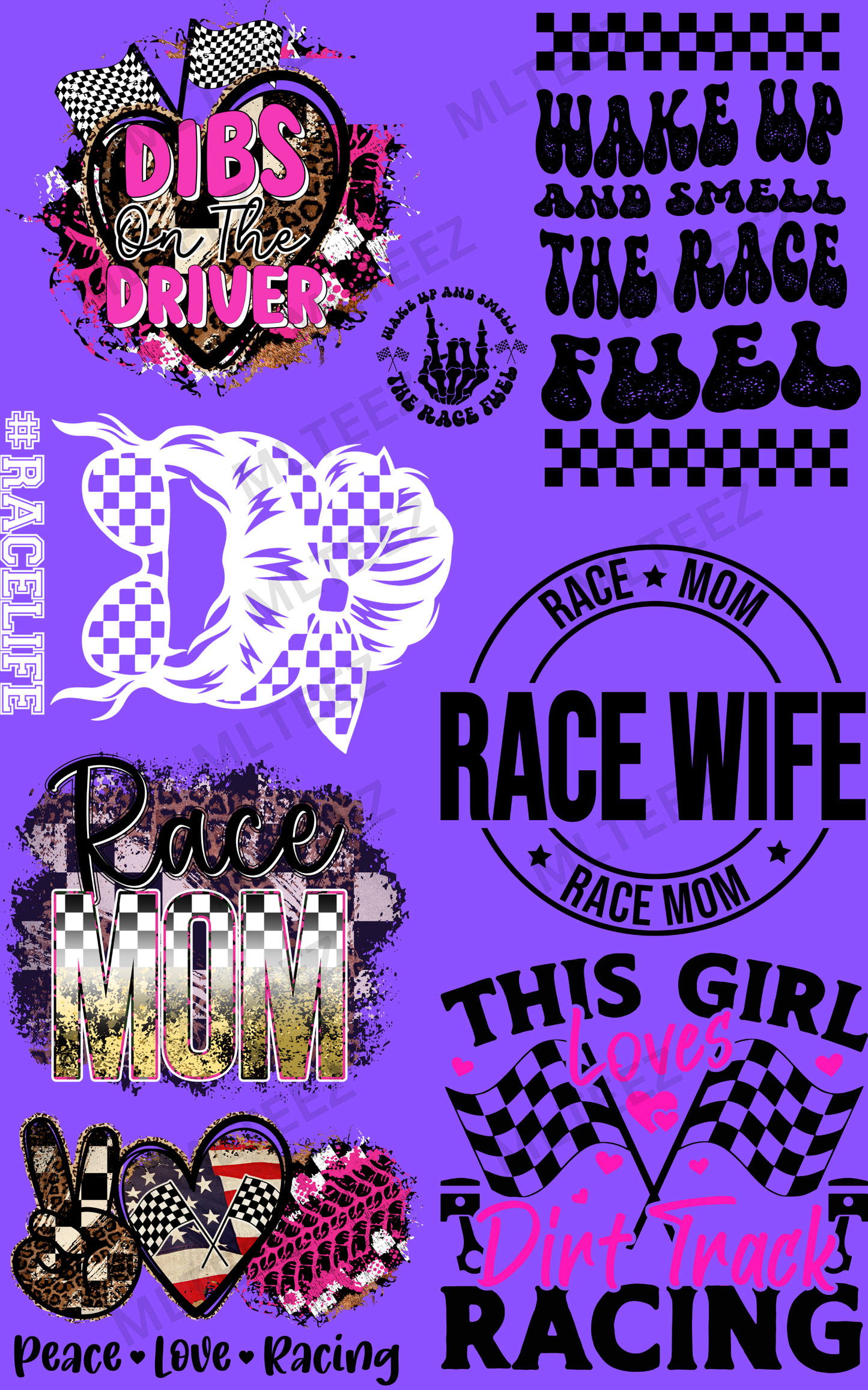 RACING (1) PREMADE GANGSHEET - 22X36 DTF TRANSFERS - DIRECT TO FILM