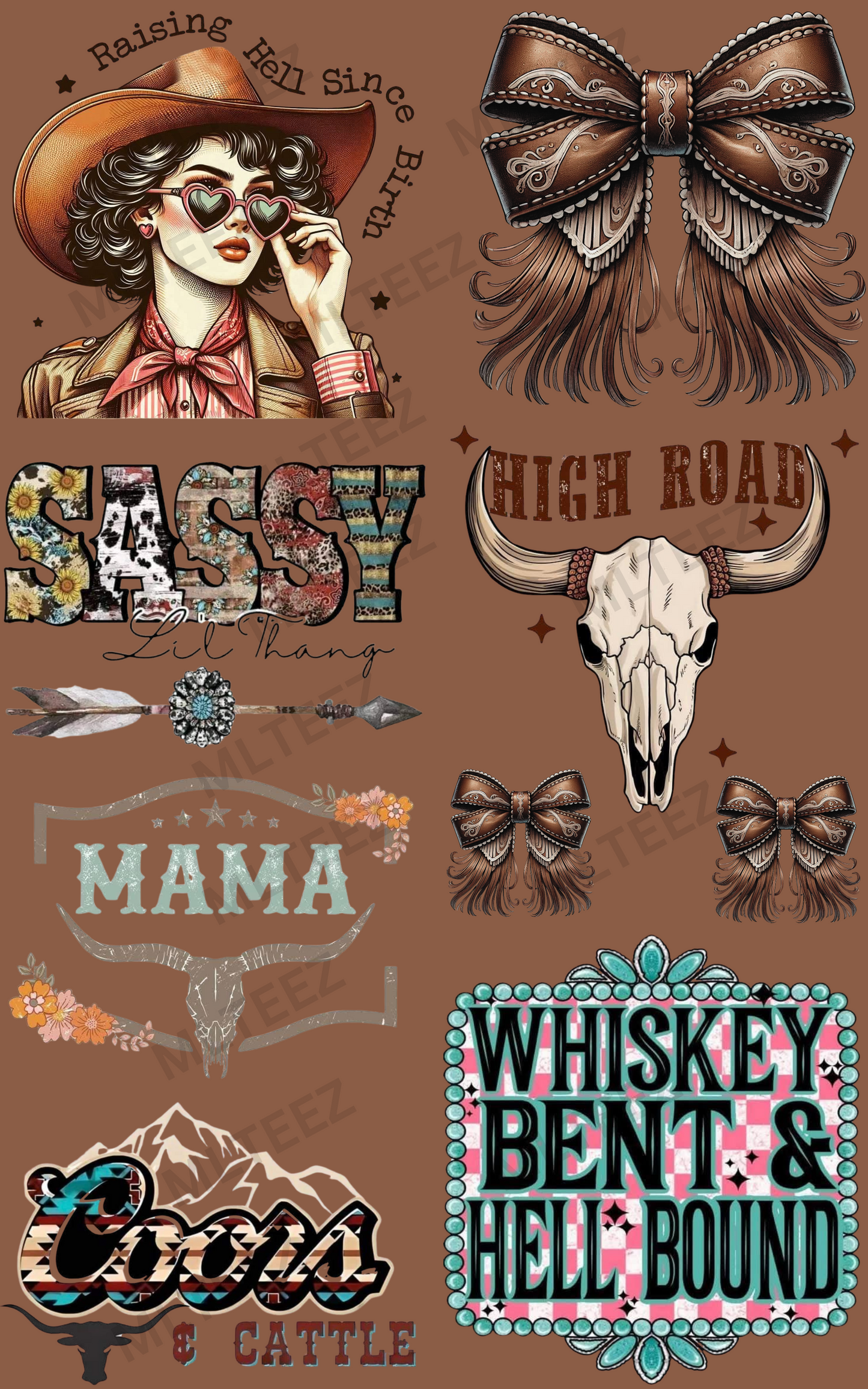 RAISING HELL SINCE BIRTH PREMADE GANGSHEET - 22X36 DTF TRANSFERS - DIRECT TO FILM