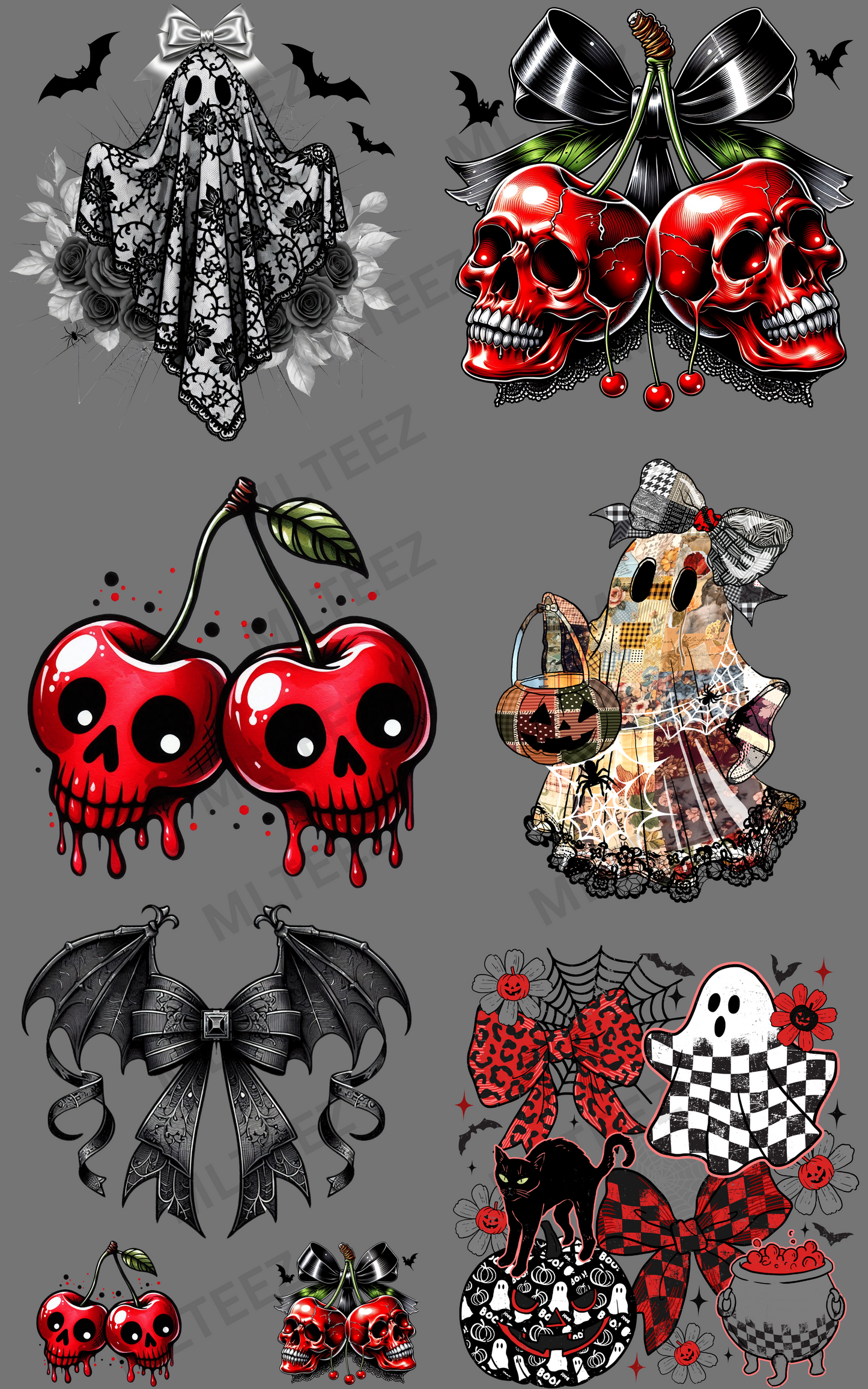 RED & BLACK HALLOWEEN PREMADE GANGSHEET - 22X36 DTF TRANSFERS - DIRECT TO FILM