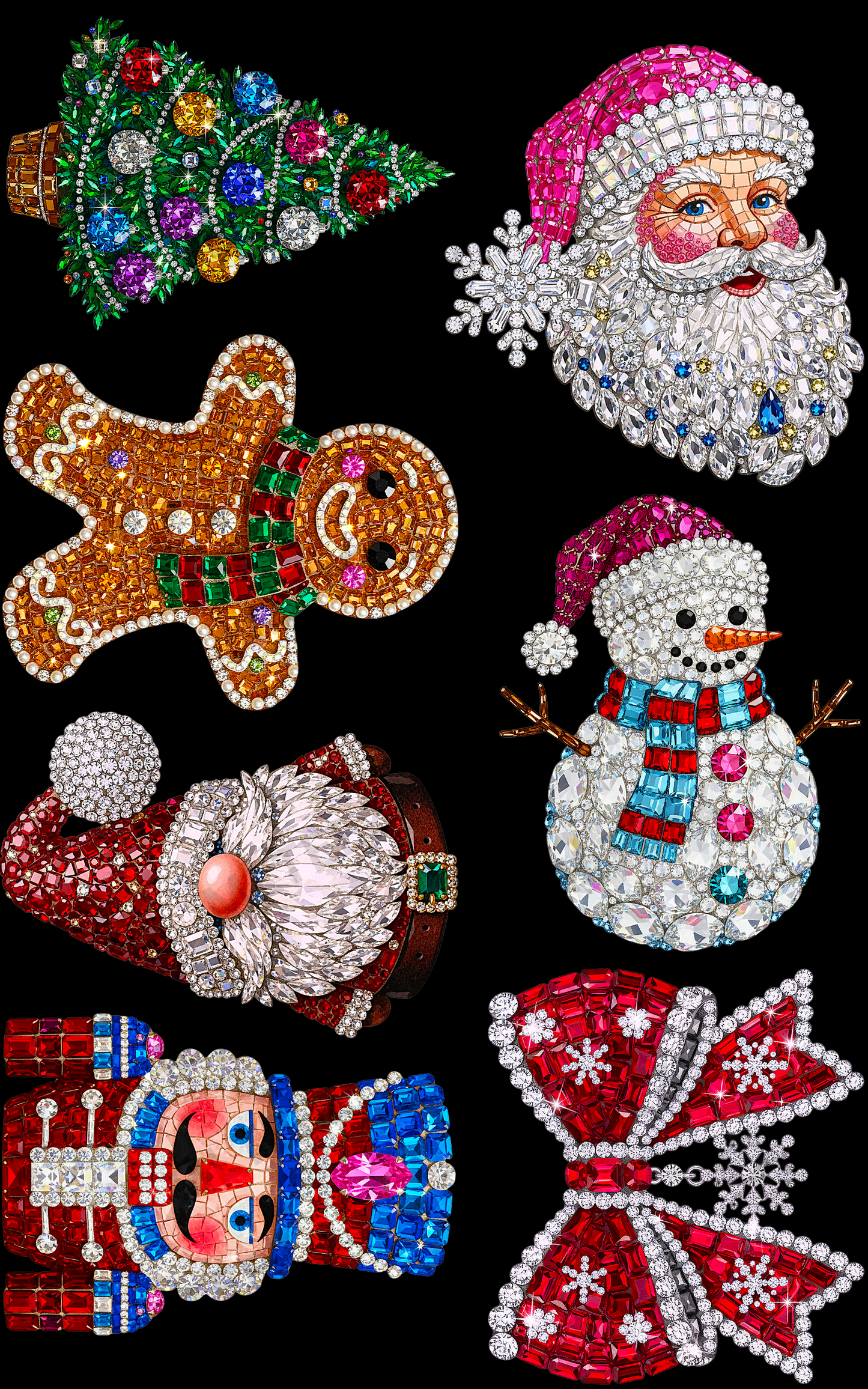 RHINESTONE CHRISTMAS (1) PREMADE GANGSHEET - 22X36 DTF TRANSFERS - DIRECT TO FILM