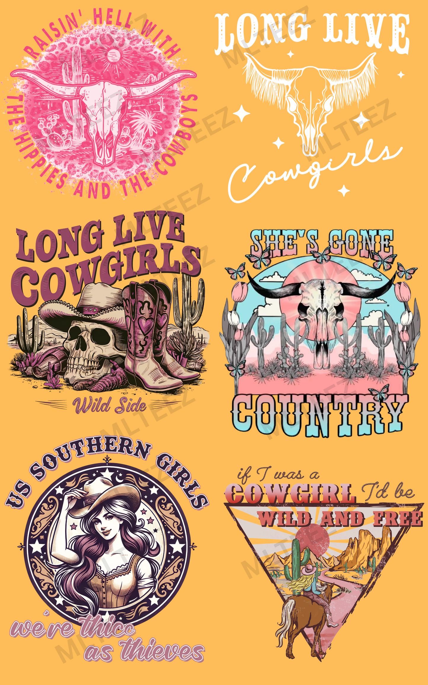 RODEO (2) PREMADE GANGSHEET - 22X36 DTF TRANSFERS - DIRECT TO FILM