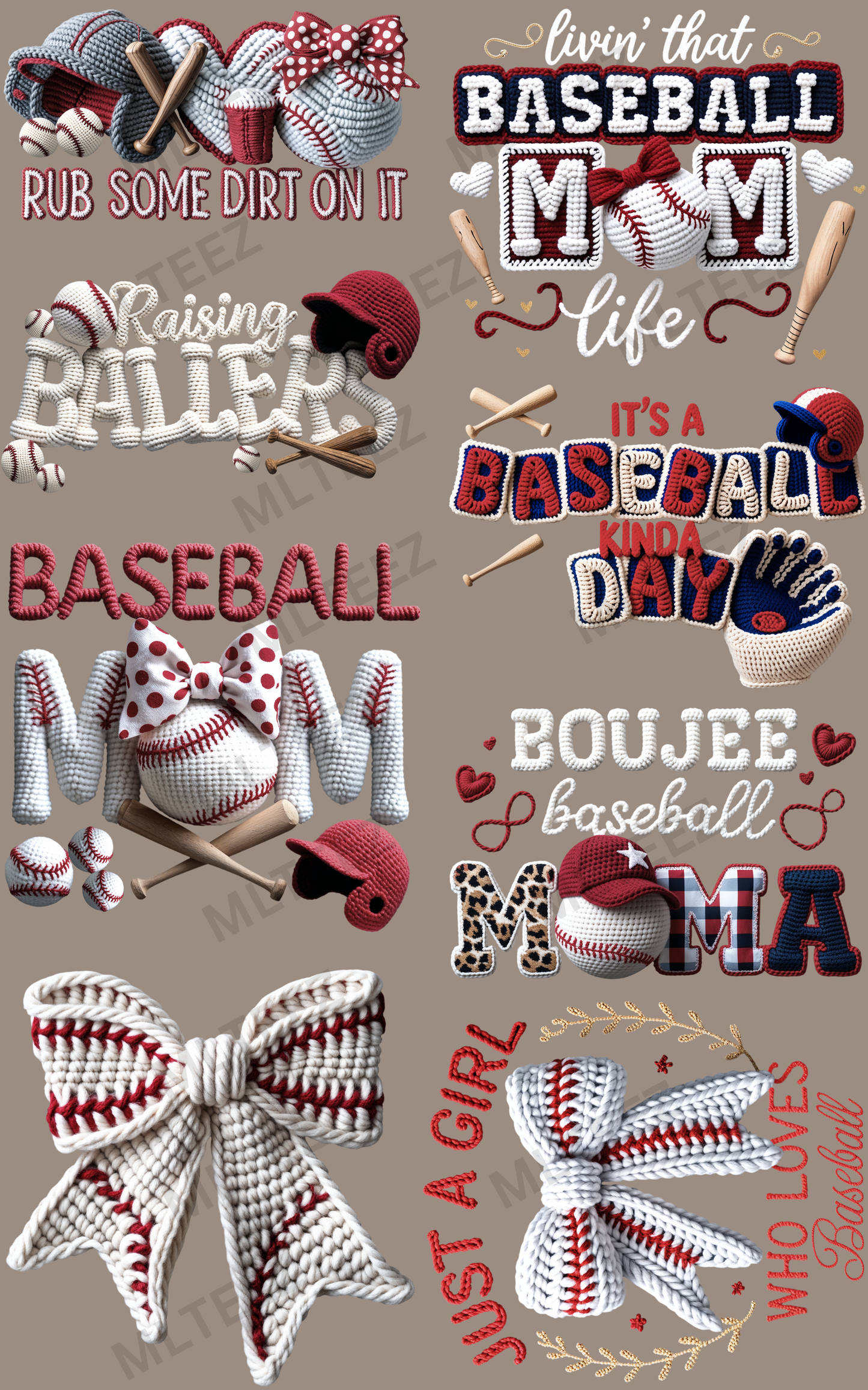RUB SOME DIRT ON IT (BASEBALL) (1) PREMADE GANGSHEET - 22X36 DTF TRANSFERS - DIRECT TO FILM