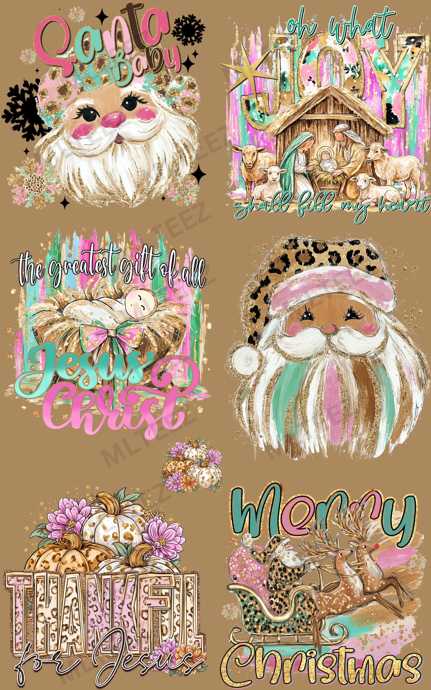 SANTA BABY (1) PREMADE GANGSHEET - 22X36 DTF TRANSFERS - DIRECT TO FILM