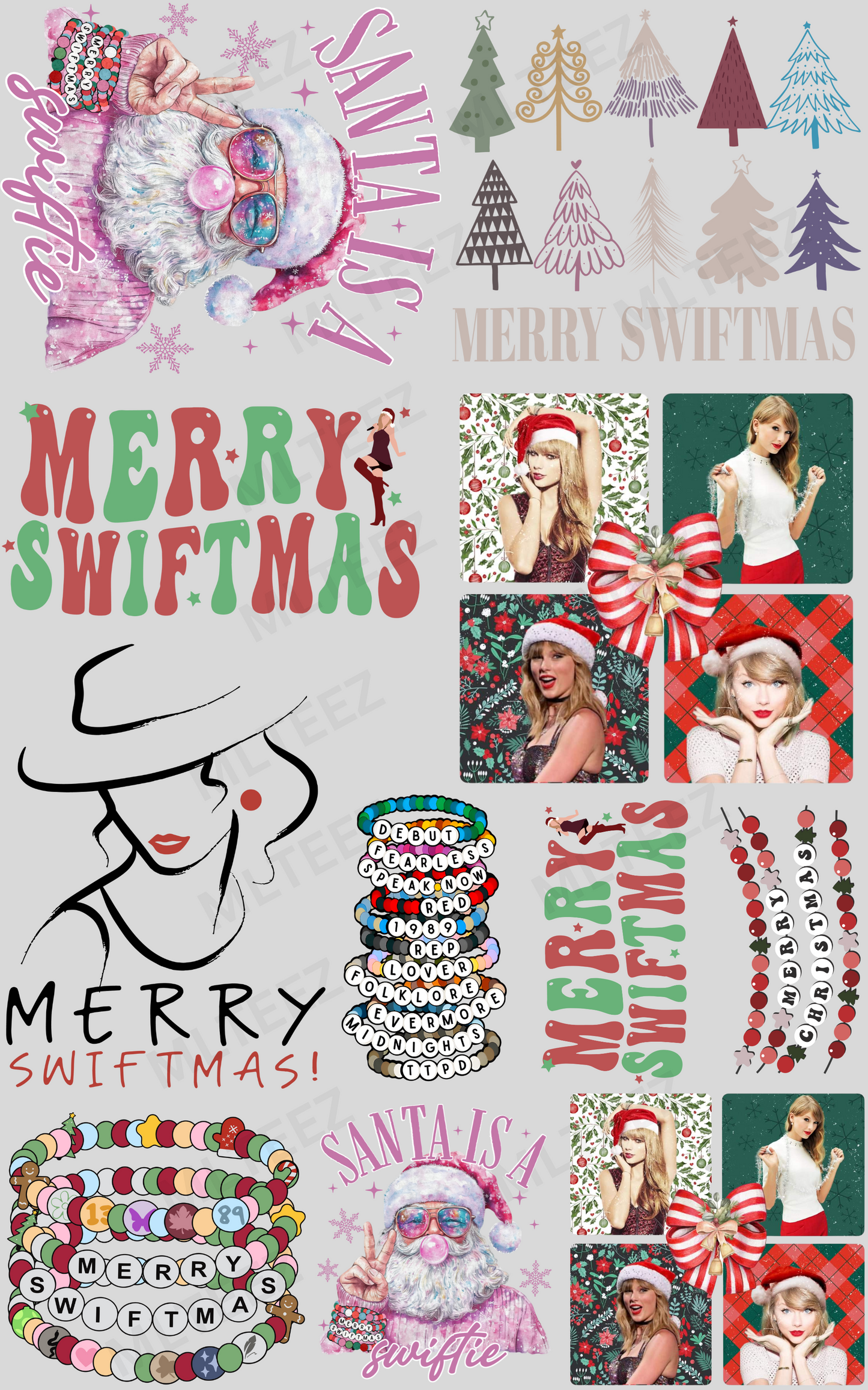 SANTA IS A SWIFTIE PREMADE GANGSHEET - 22X36 DTF TRANSFERS - DIRECT TO FILM