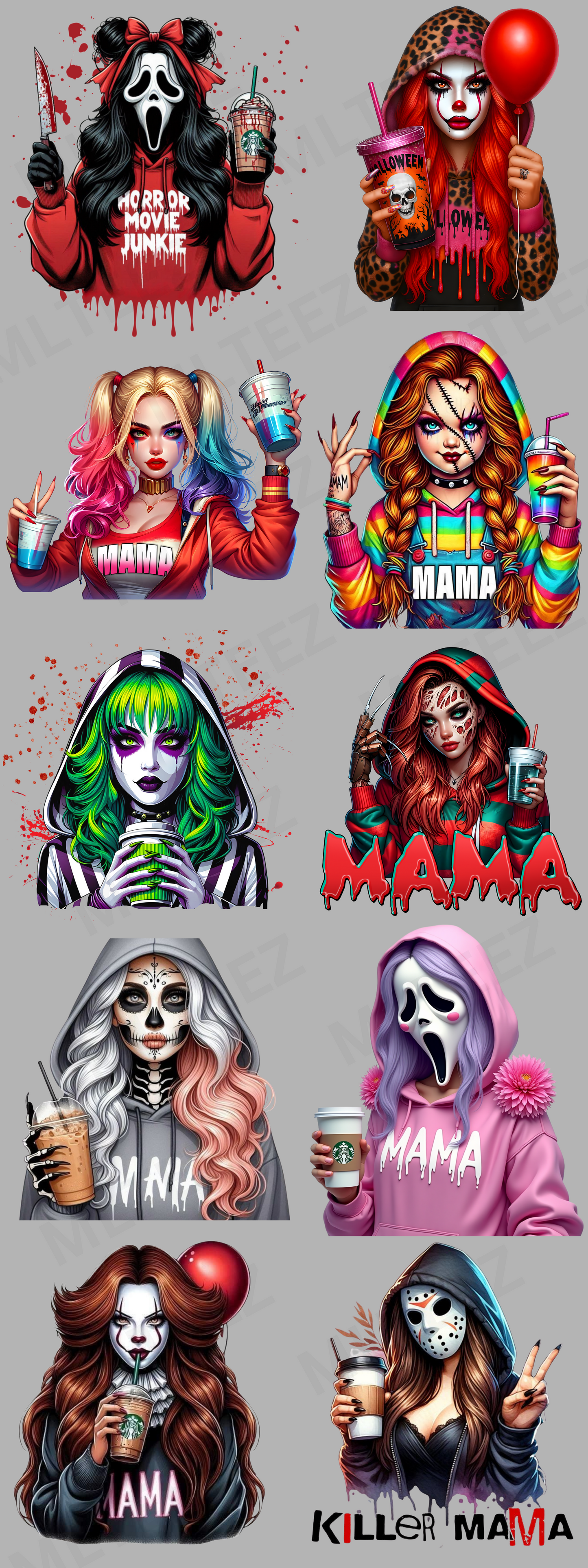 SCARY MAMA (1) (60IN) PREMADE GANGSHEET - 22X60 DTF TRANSFERS - DIRECT TO FILM