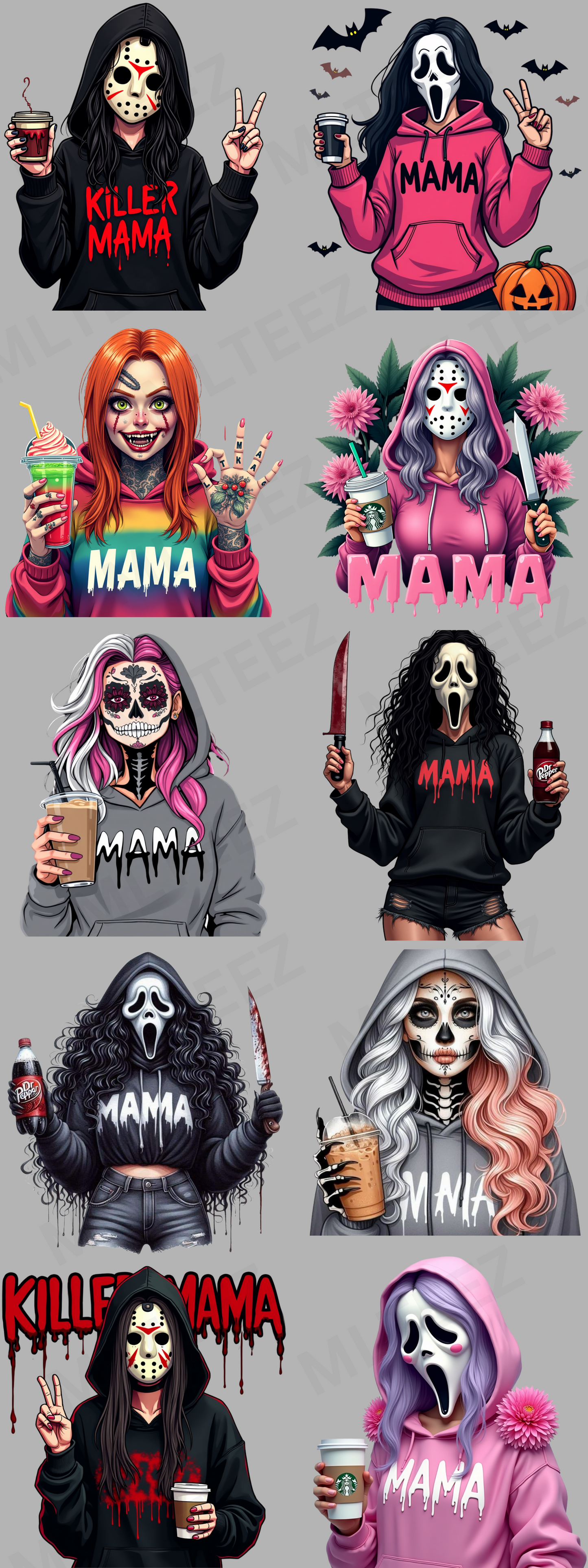 SCARY MAMA (2) (60IN) PREMADE GANGSHEET - 22X60 DTF TRANSFERS - DIRECT TO FILM