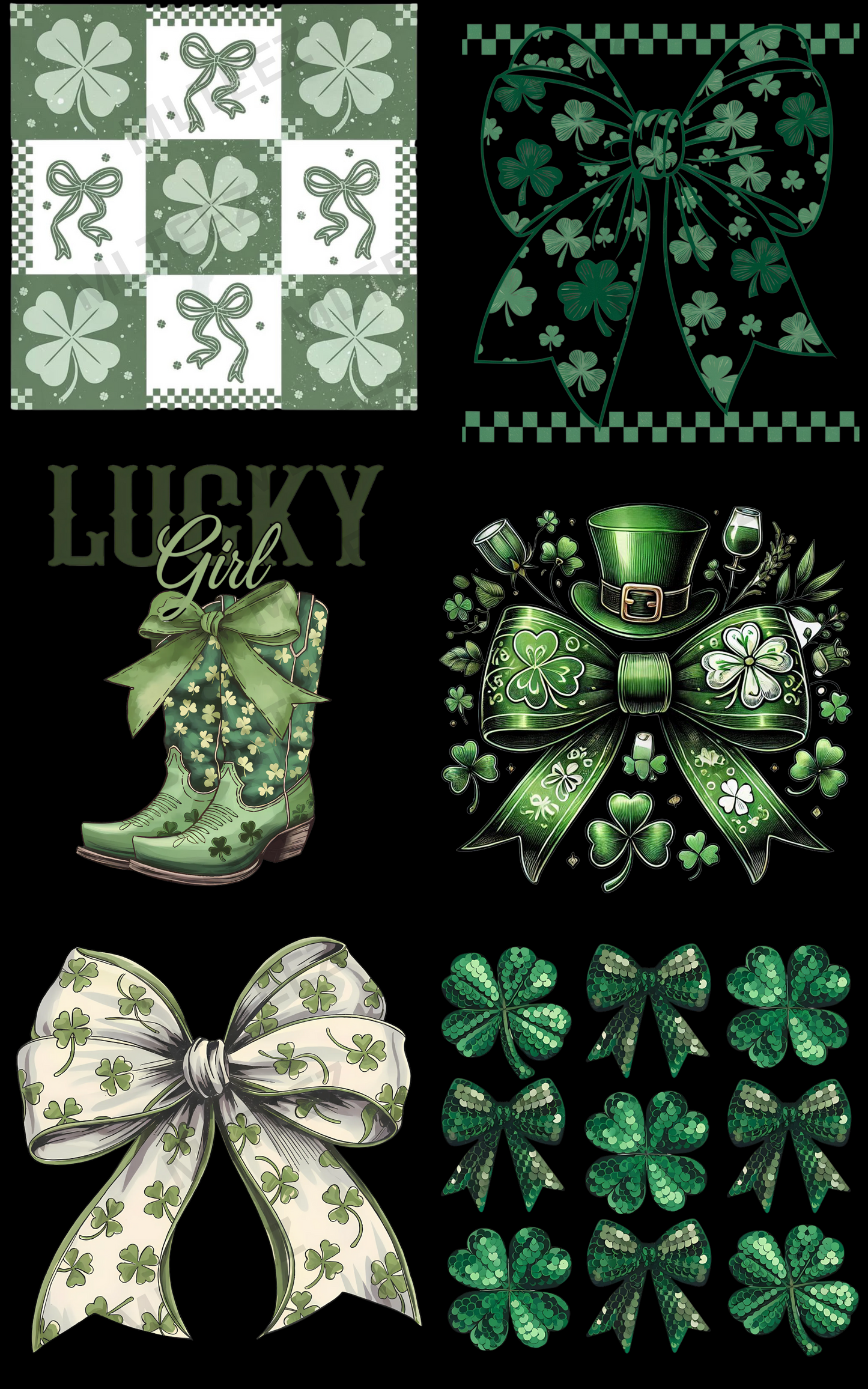 SHAMROCK COQUETTES PREMADE GANGSHEET - 22X36 DTF TRANSFERS - DIRECT TO FILM