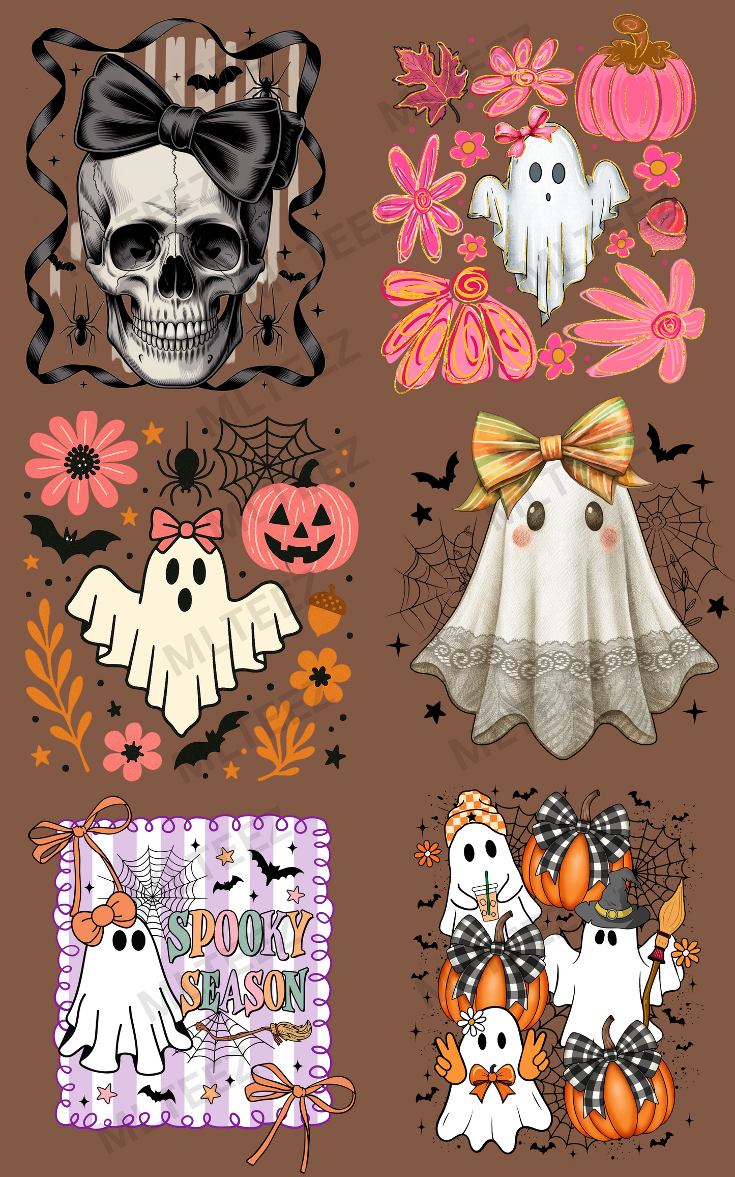 SKELETON COQUETTE PREMADE GANGSHEET - 22X36 DTF TRANSFERS - DIRECT TO FILM