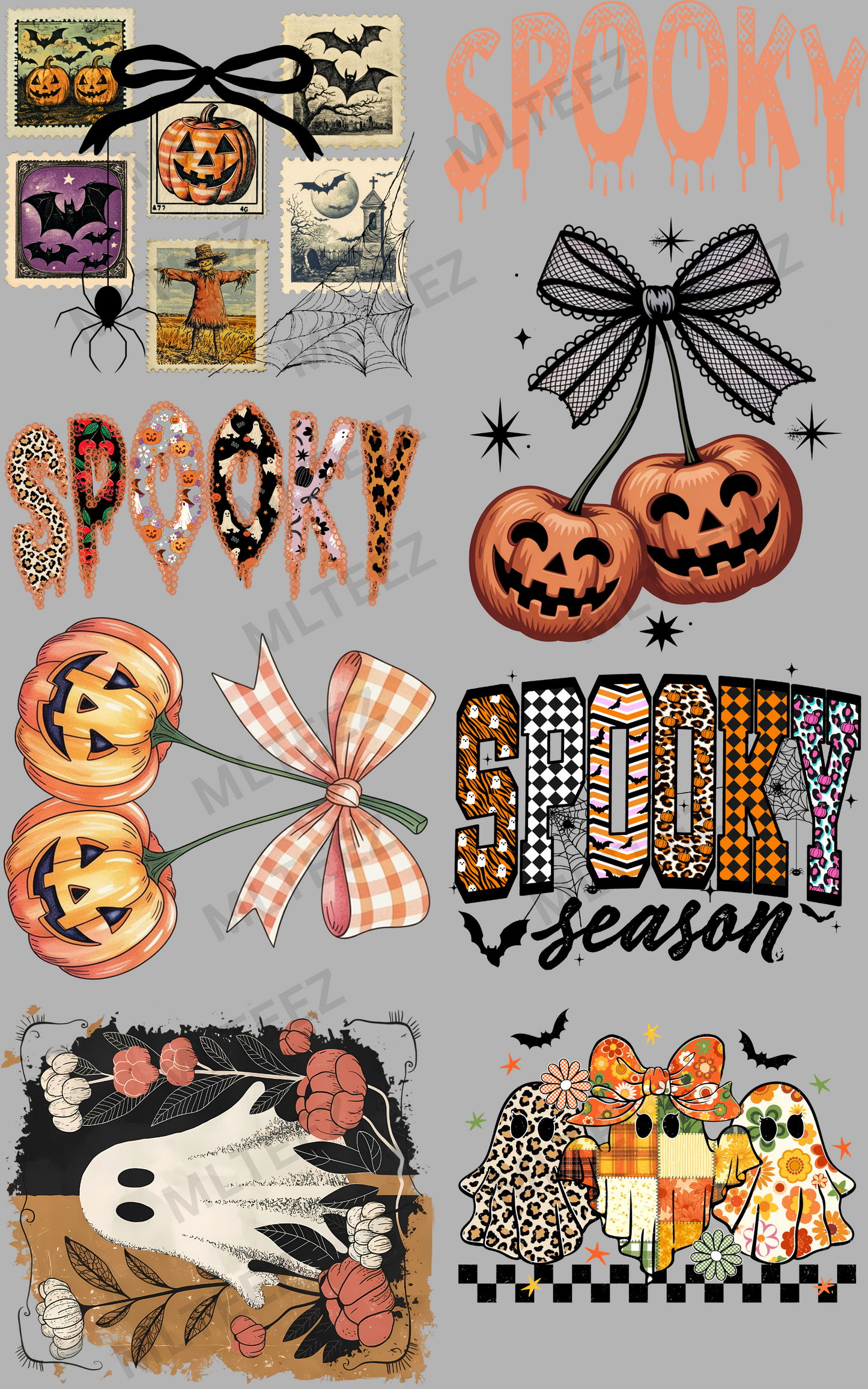SPOOKY HALLOWEEN STAMPS (1) PREMADE GANGSHEET - 22X36 DTF TRANSFERS - DIRECT TO FILM
