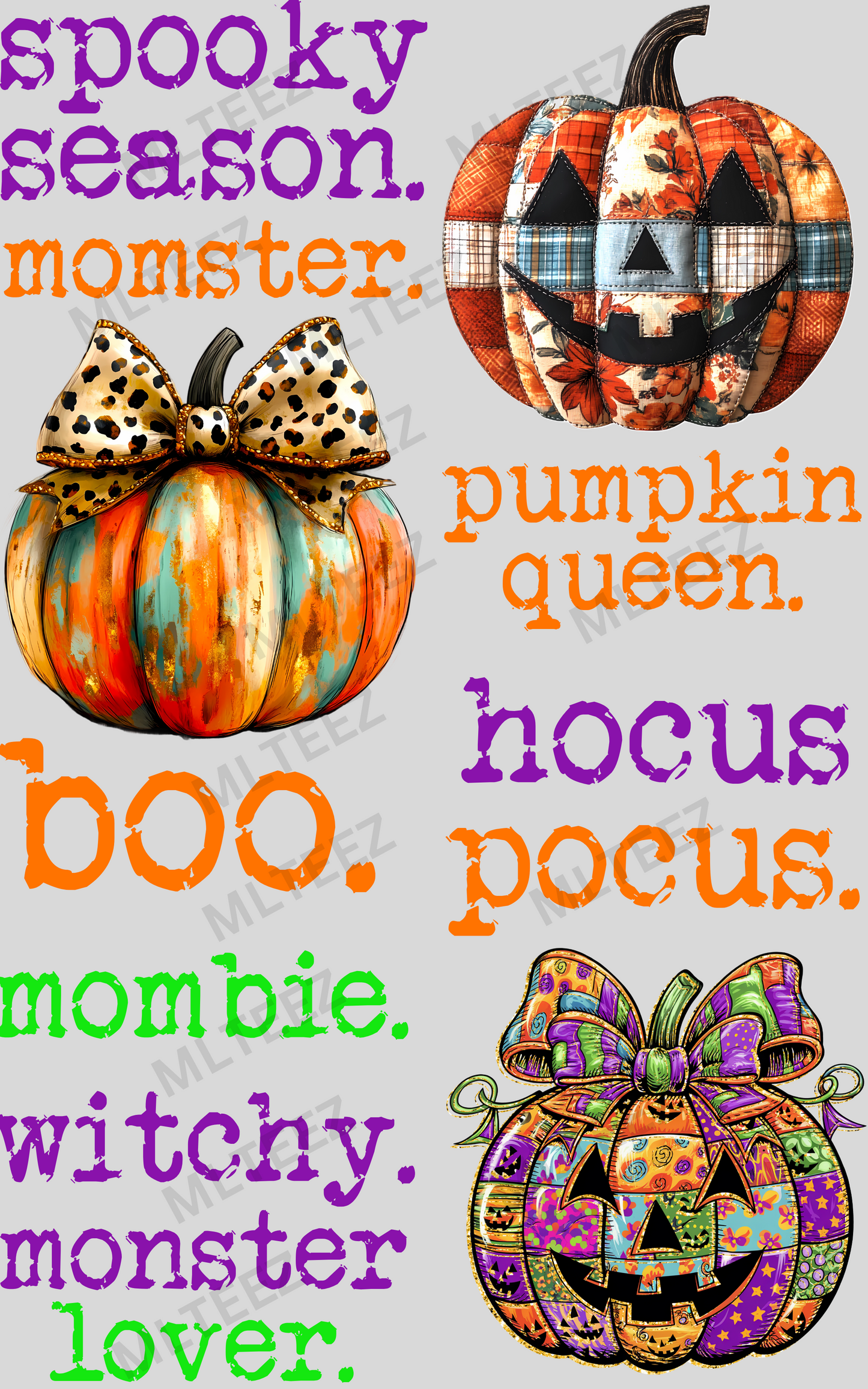 SPOOKY SEASON (3) PREMADE GANGSHEET - 22X36 DTF TRANSFERS - DIRECT TO FILM