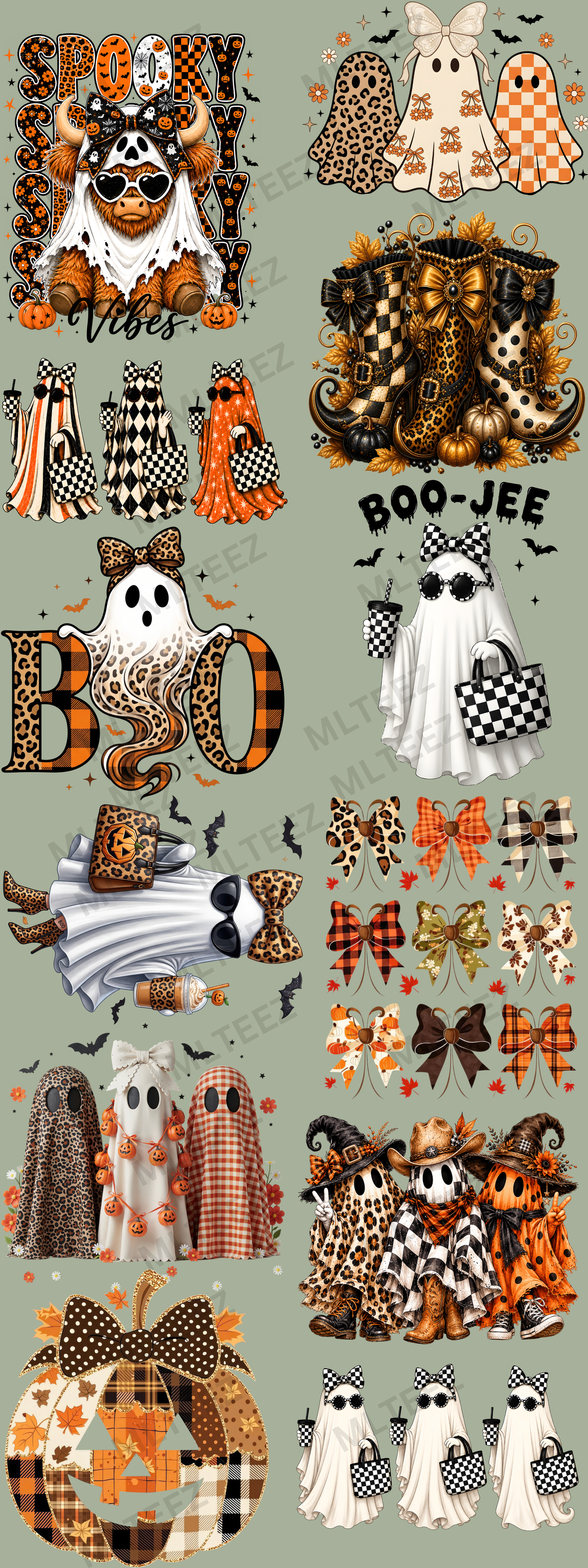 SPOOKY VIBES (1) 60 INCH PREMADE DRAFT GANGSHEET - 22X60 DTF TRANSFERS - DIRECT TO FILM