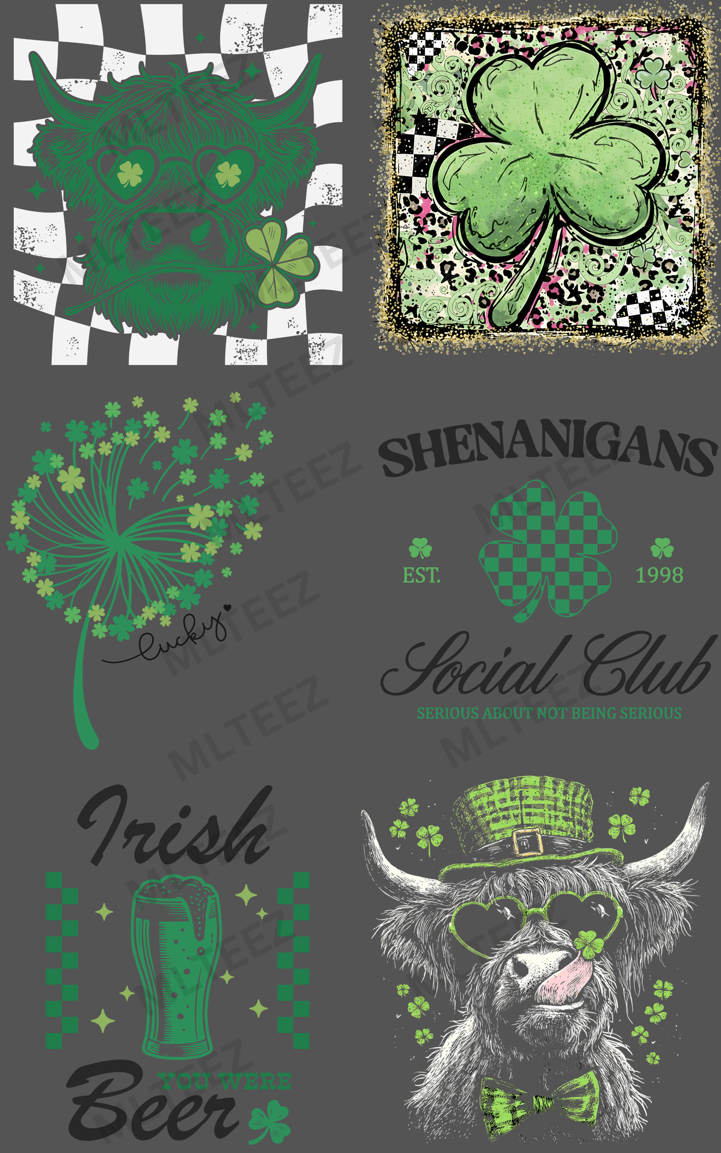 ST. PATTY'S DAY (5) PREMADE GANGSHEET - 22X36 DTF TRANSFERS - DIRECT TO FILM
