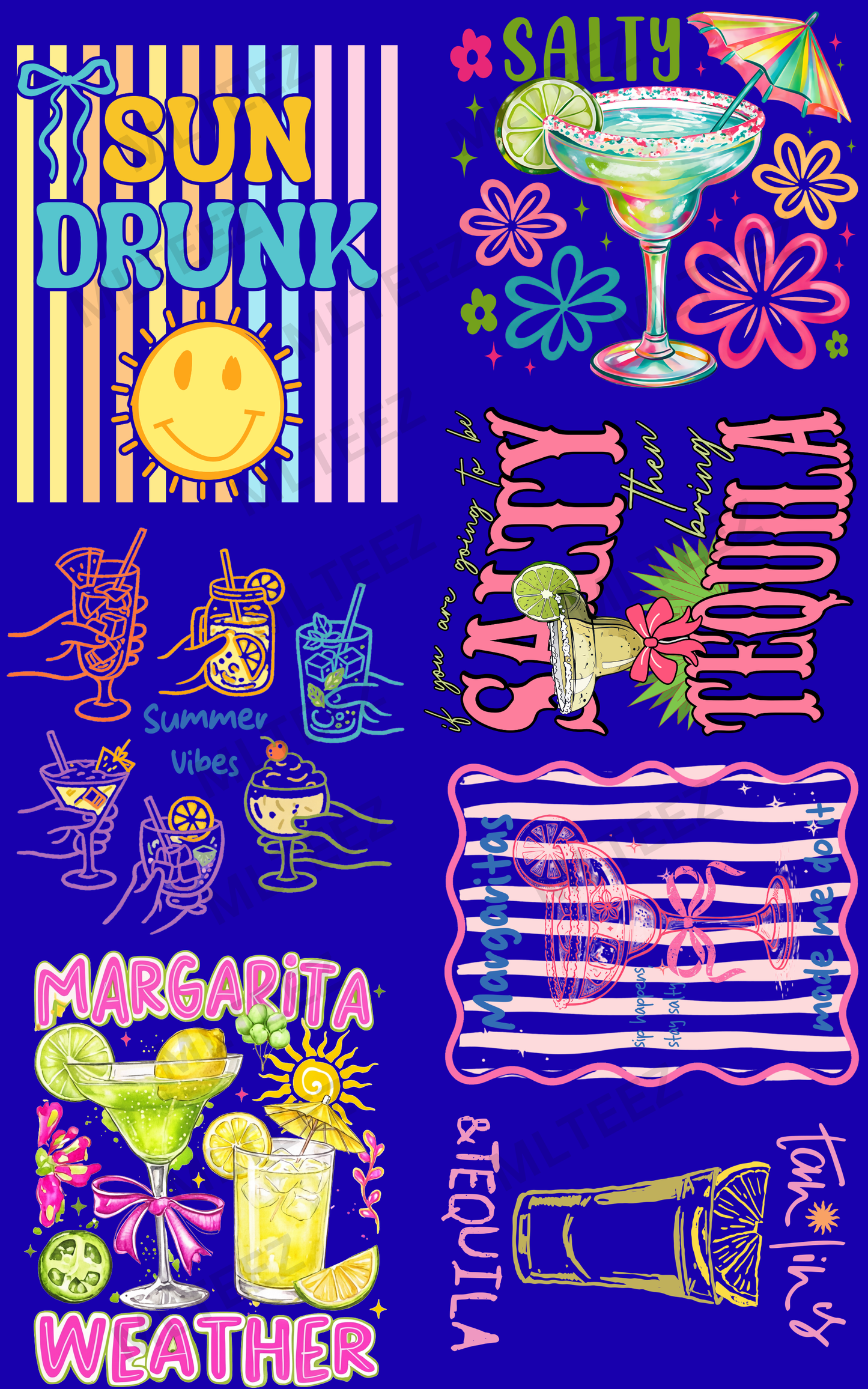 SUN DRUNK (1) PREMADE GANGSHEET - 22X36 DTF TRANSFERS - DIRECT TO FILM