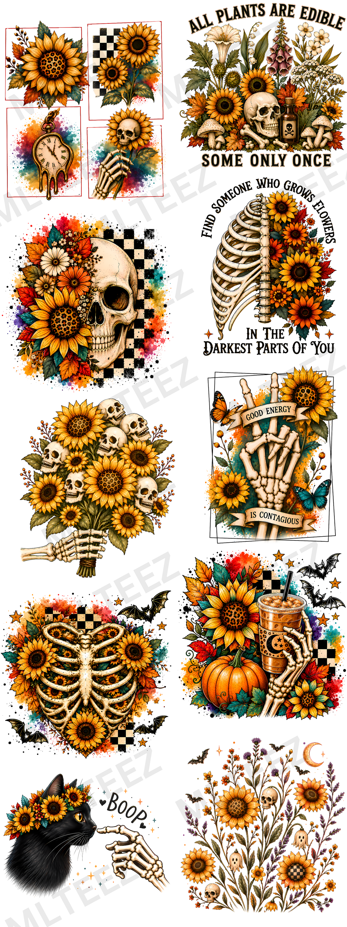 SUNFLOWER BOOPS (1) (60 INCH) PREMADE GANGSHEET - 22X60 DTF TRANSFERS - DIRECT TO FILM