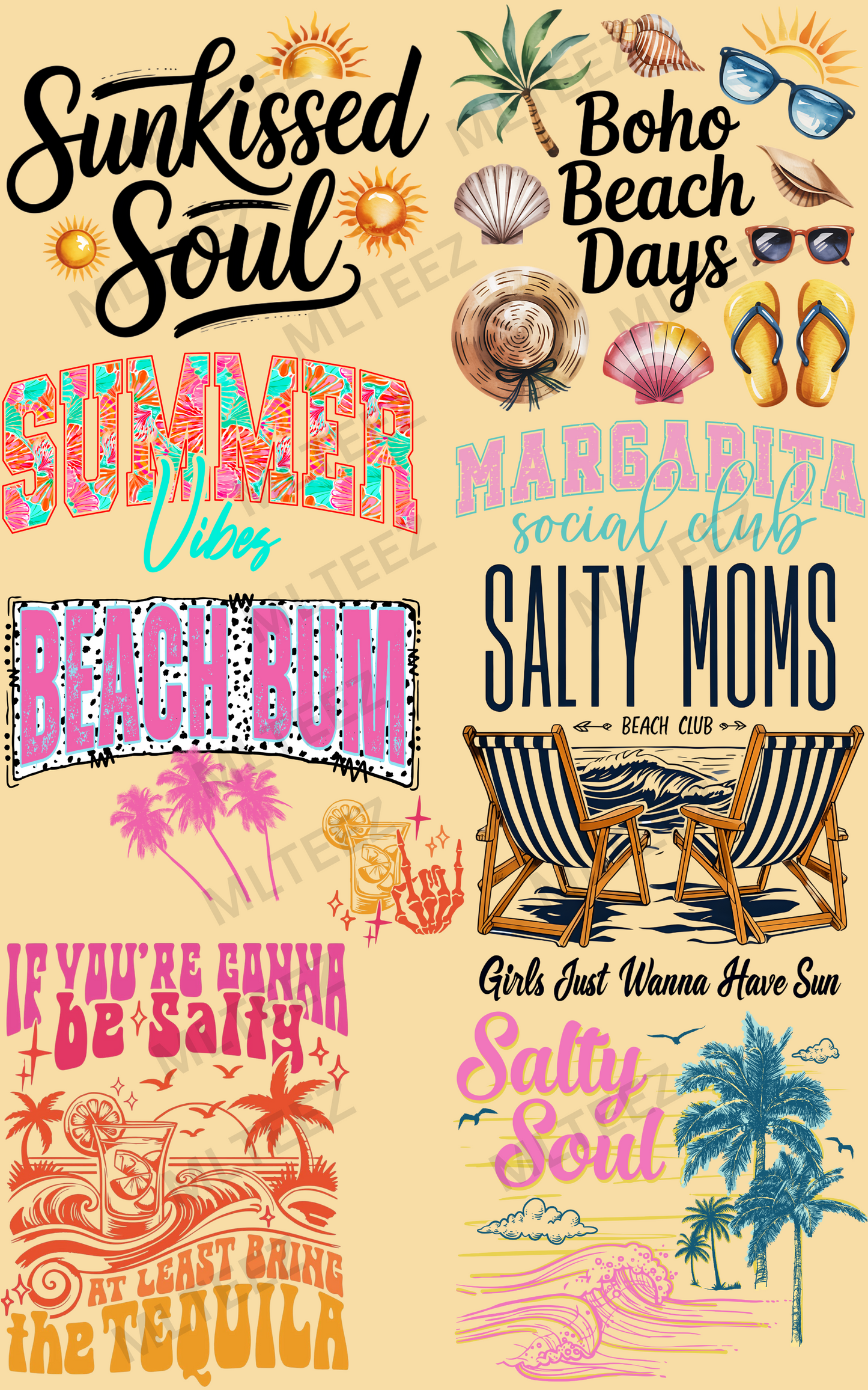 SUNKISSED SOUL PREMADE GANGSHEET - 22X36 DTF TRANSFERS - DIRECT TO FILM