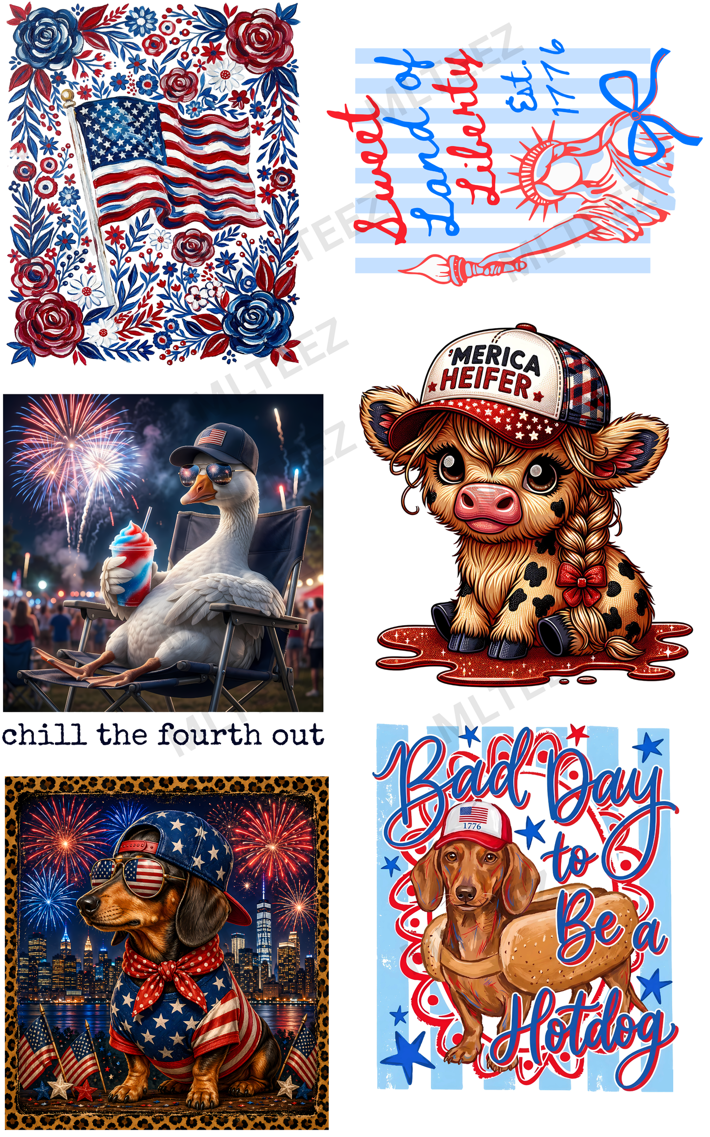 SWEET LAND OF LIBERTY (1) PREMADE GANGSHEET - 22X36 DTF TRANSFERS - DIRECT TO FILM