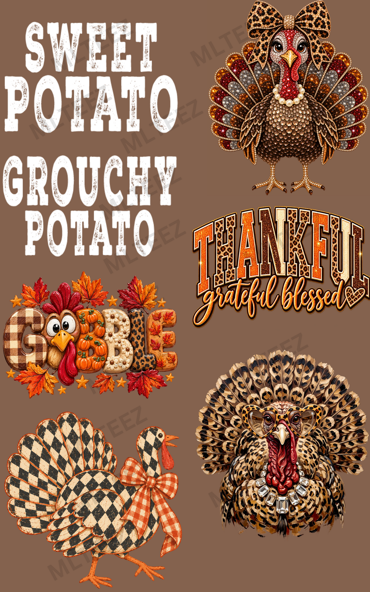 SWEET POTATO (1) PREMADE GANGSHEET - 22X36 DTF TRANSFERS - DIRECT TO FILM