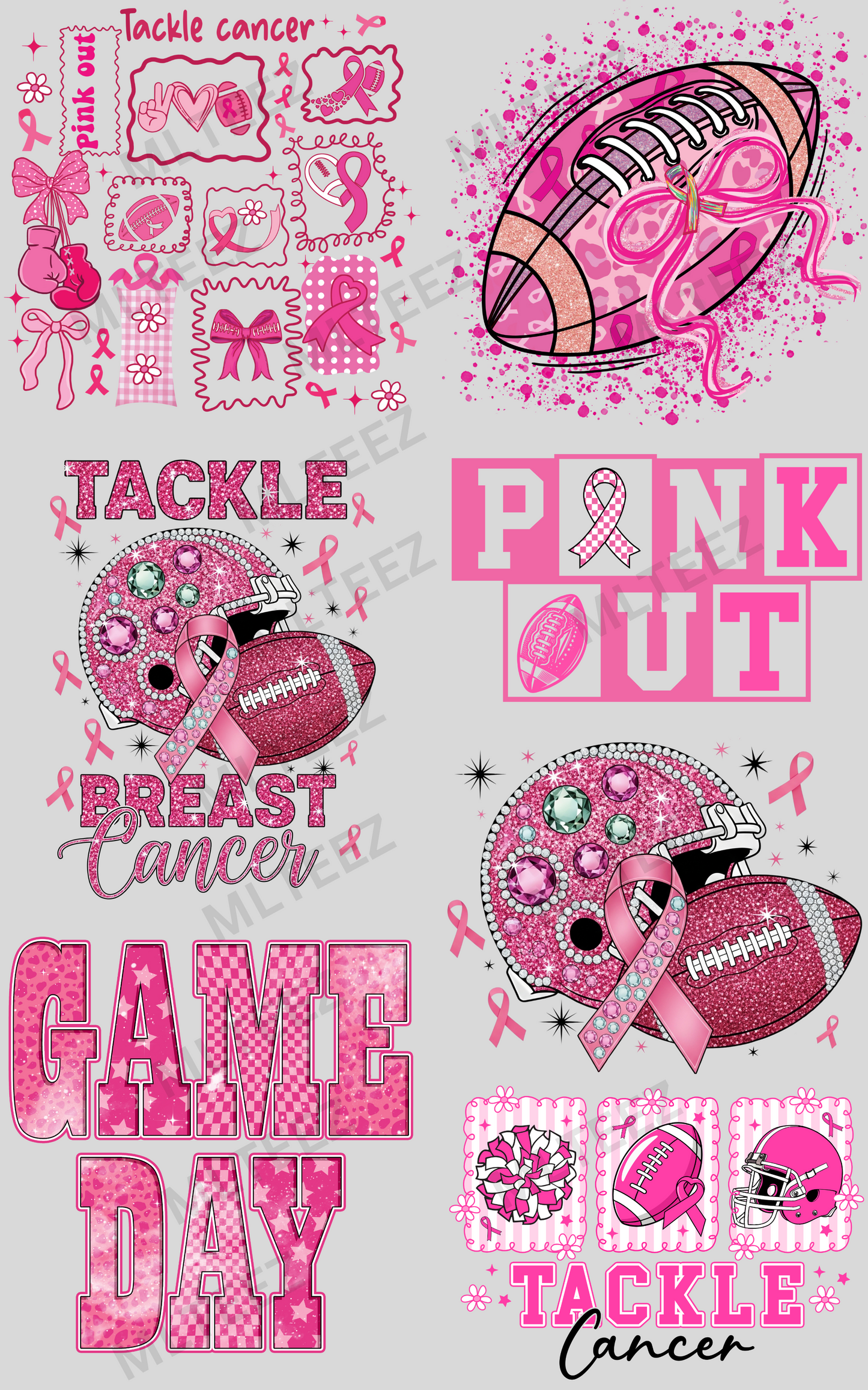 TACKLE CANCER (2) PREMADE GANGSHEET - 22X36 DTF TRANSFERS - DIRECT TO FILM