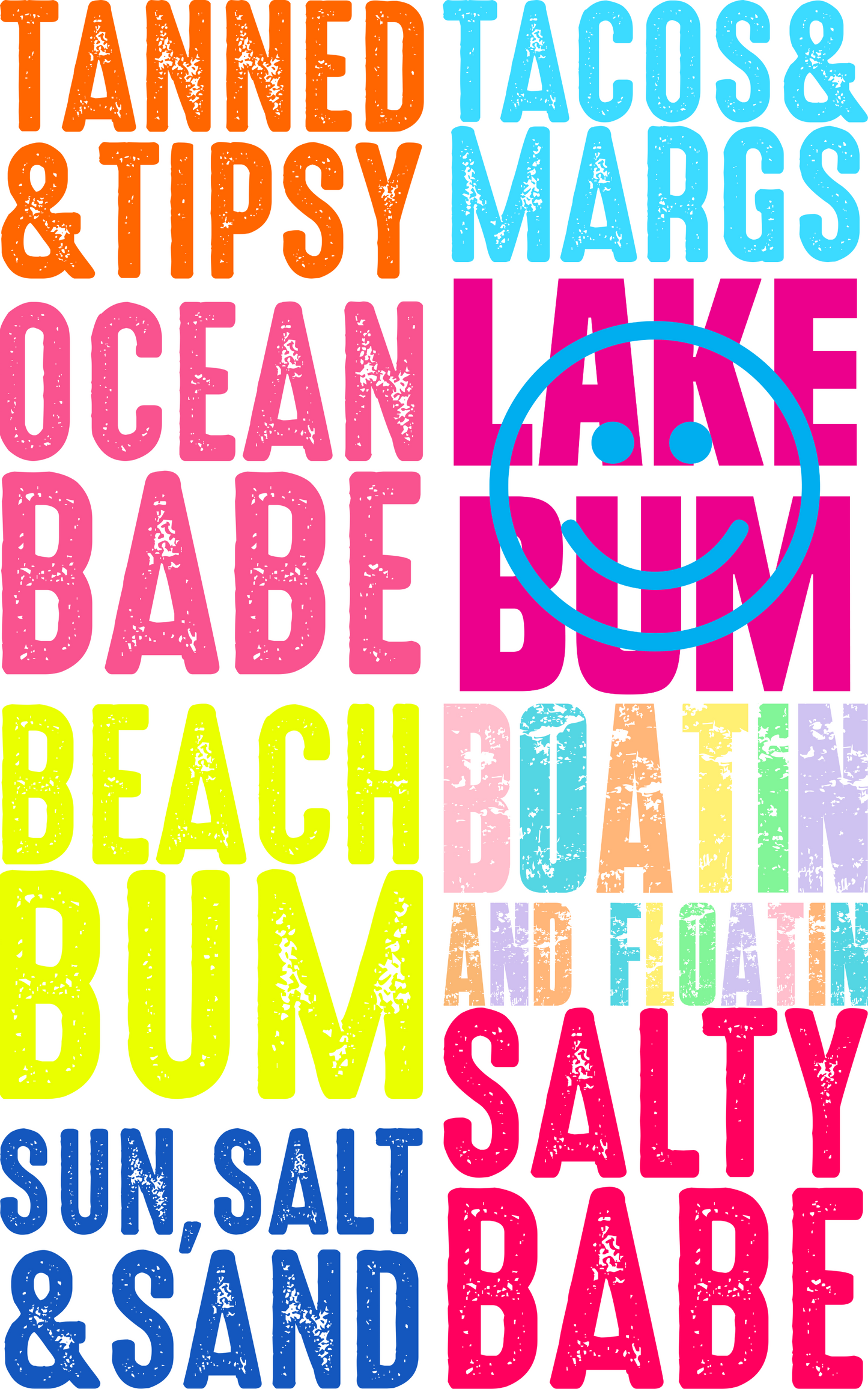 TANNED & TIPSY PREMADE GANGSHEET - 22X36 DTF TRANSFERS - DIRECT TO FILM