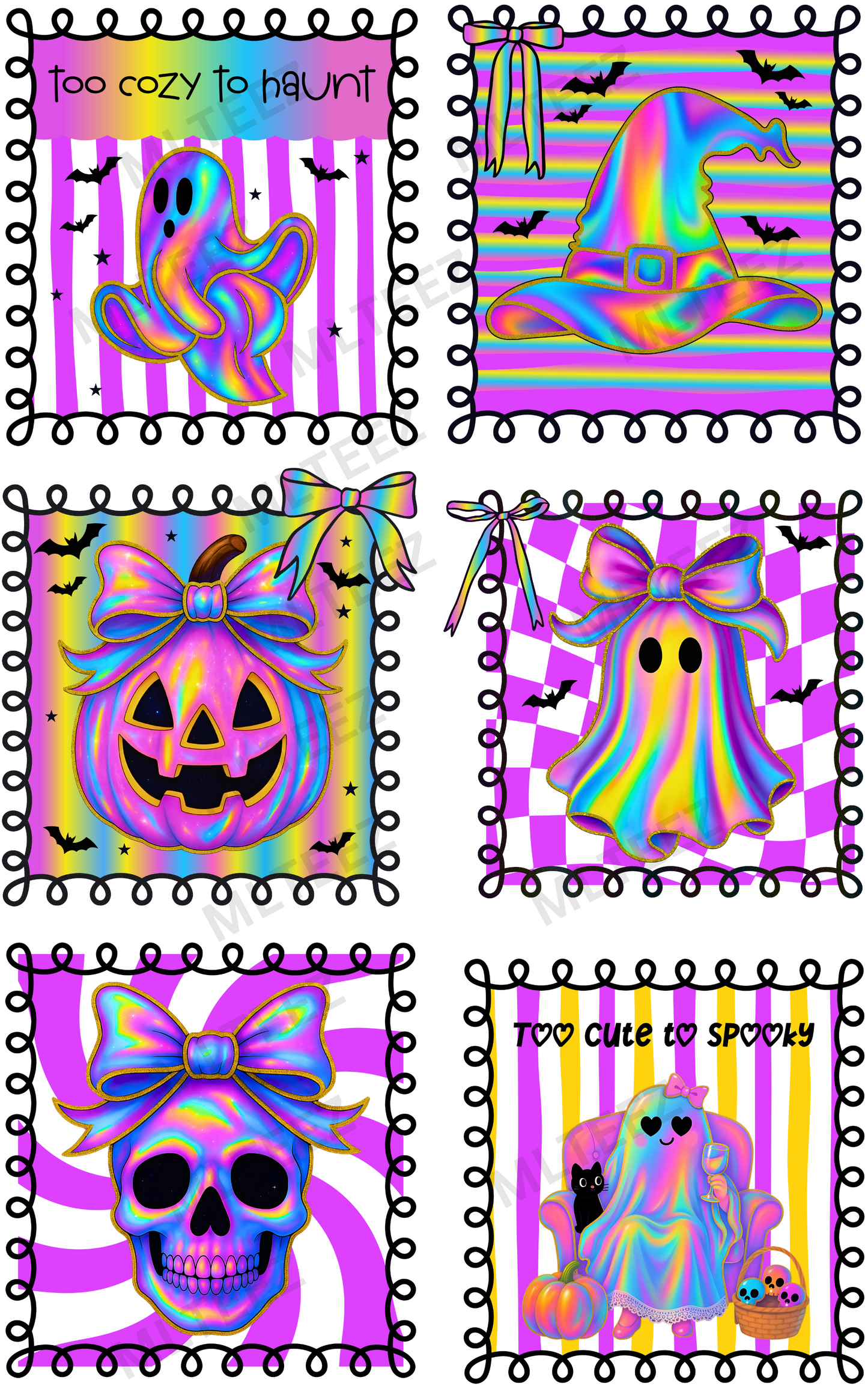 TOO COZY TO HAUNT PREMADE GANGSHEET - 22X36 DTF TRANSFERS - DIRECT TO FILM