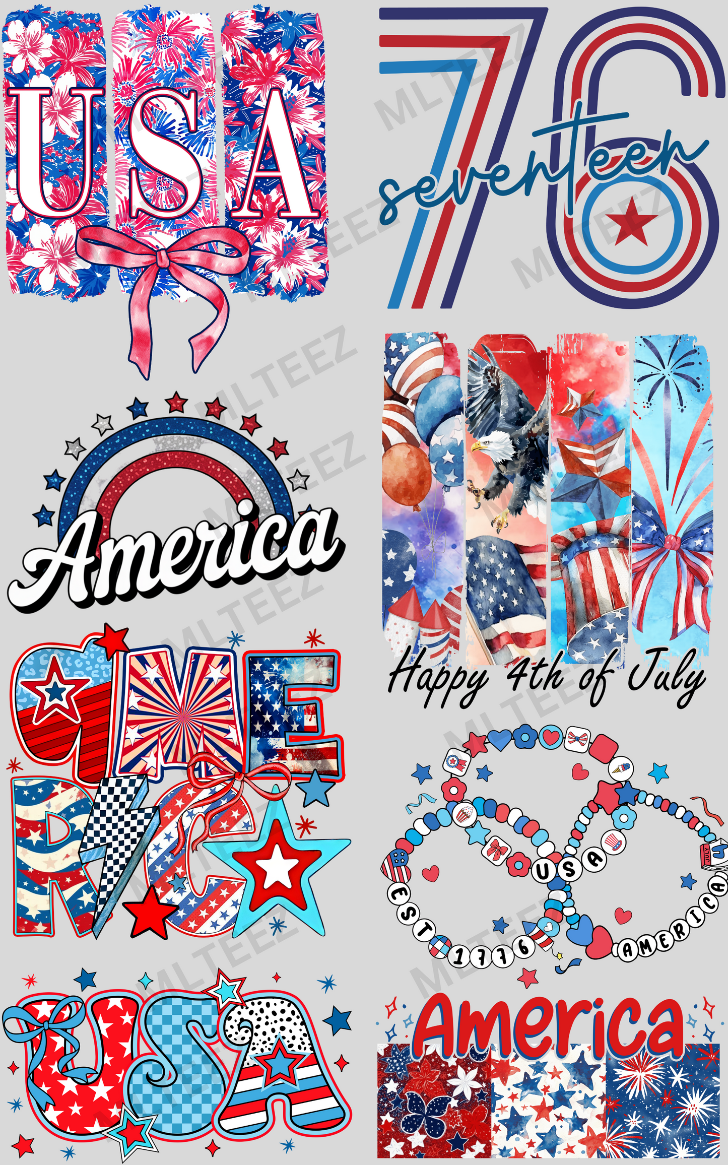 USA (1) PREMADE GANGSHEET - 22X36 DTF TRANSFERS - DIRECT TO FILM