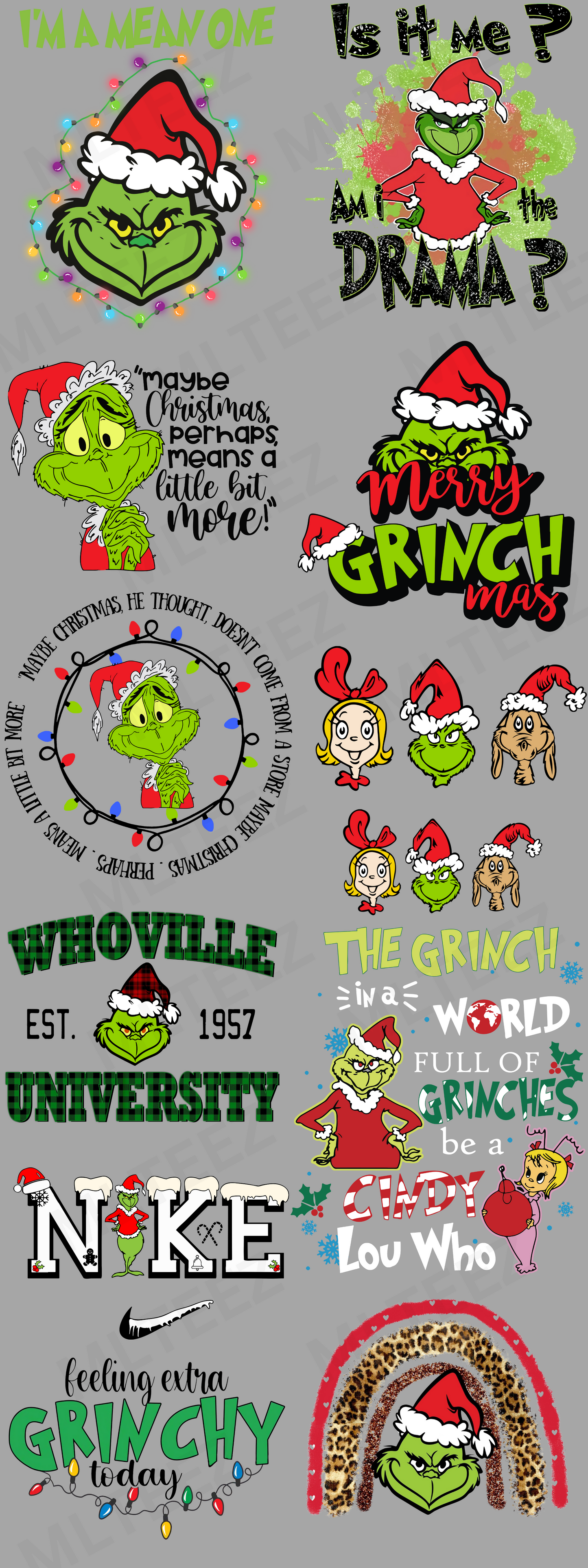 I'M A MEAN ONE BIG GREEN MAN GANGSHEET - 22X60