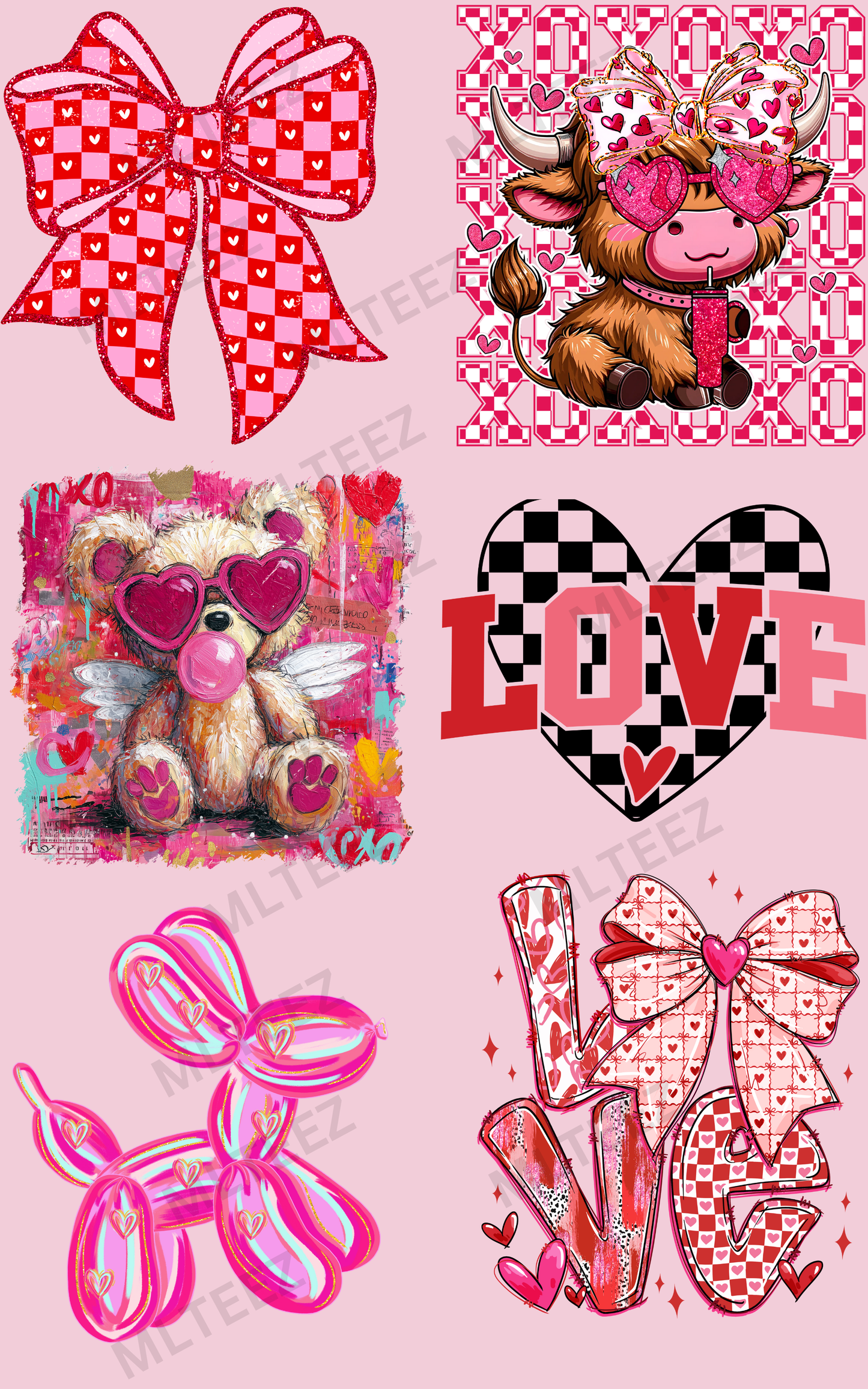 VALENTINE'S DAY (3) PREMADE GANGSHEET - 22X36 DTF TRANSFERS - DIRECT TO FILM