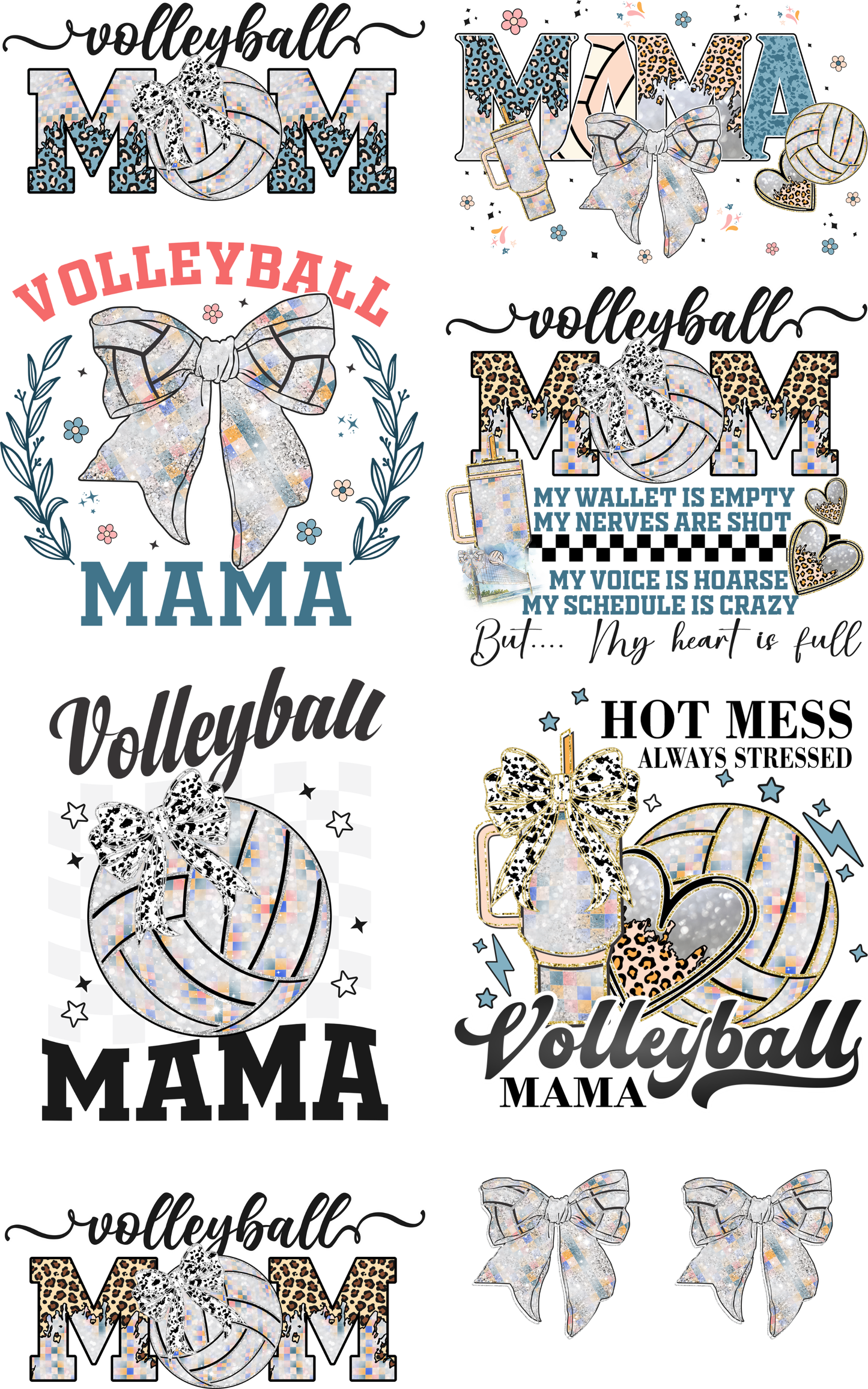 VOLLEYBALL MOM (1) PREMADE GANGSHEET - 22X36 DTF TRANSFERS - DIRECT TO FILM