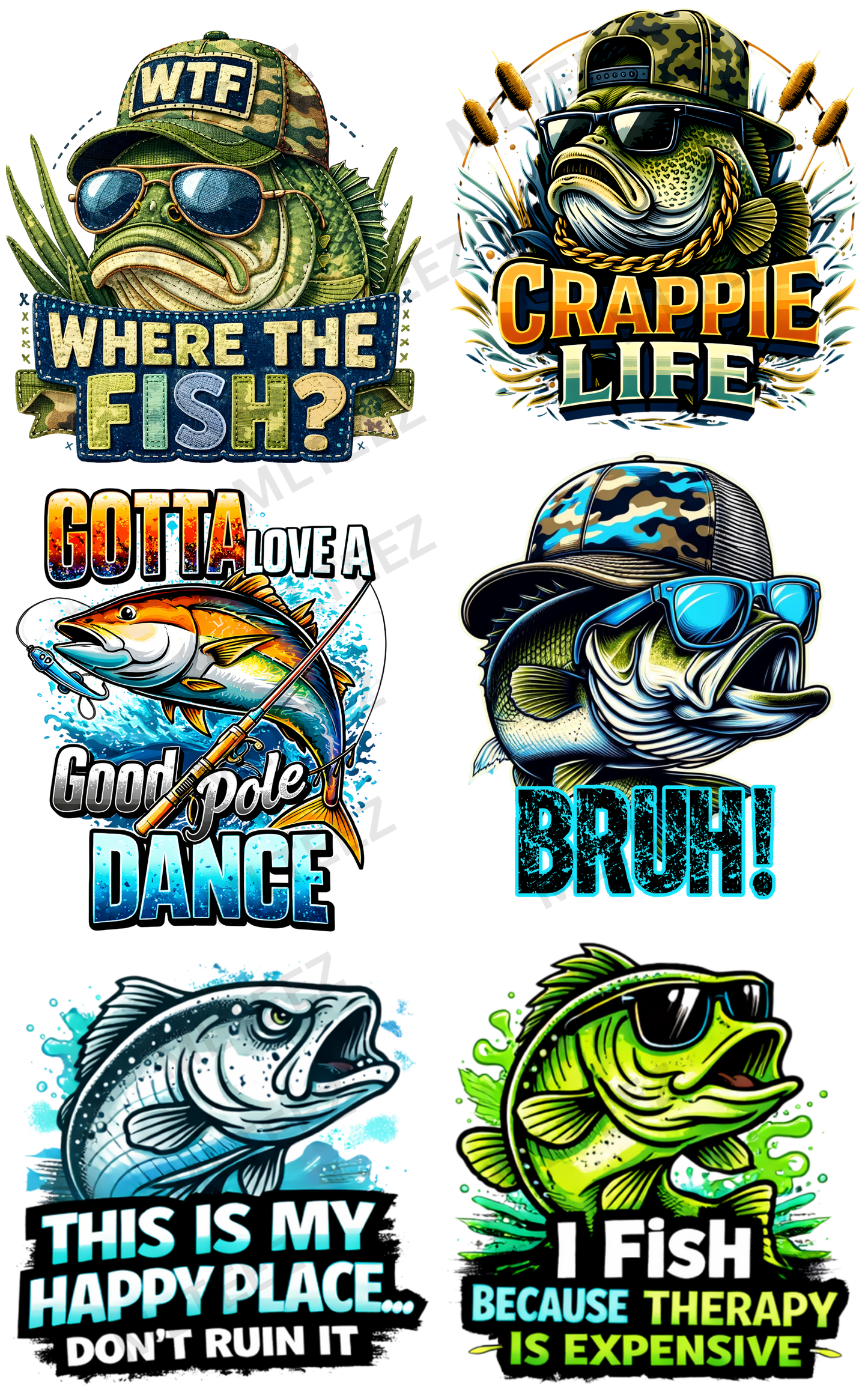 WHERE THE FISH (1) PREMADE GANGSHEET - 22X36 DTF TRANSFERS - DIRECT TO FILM