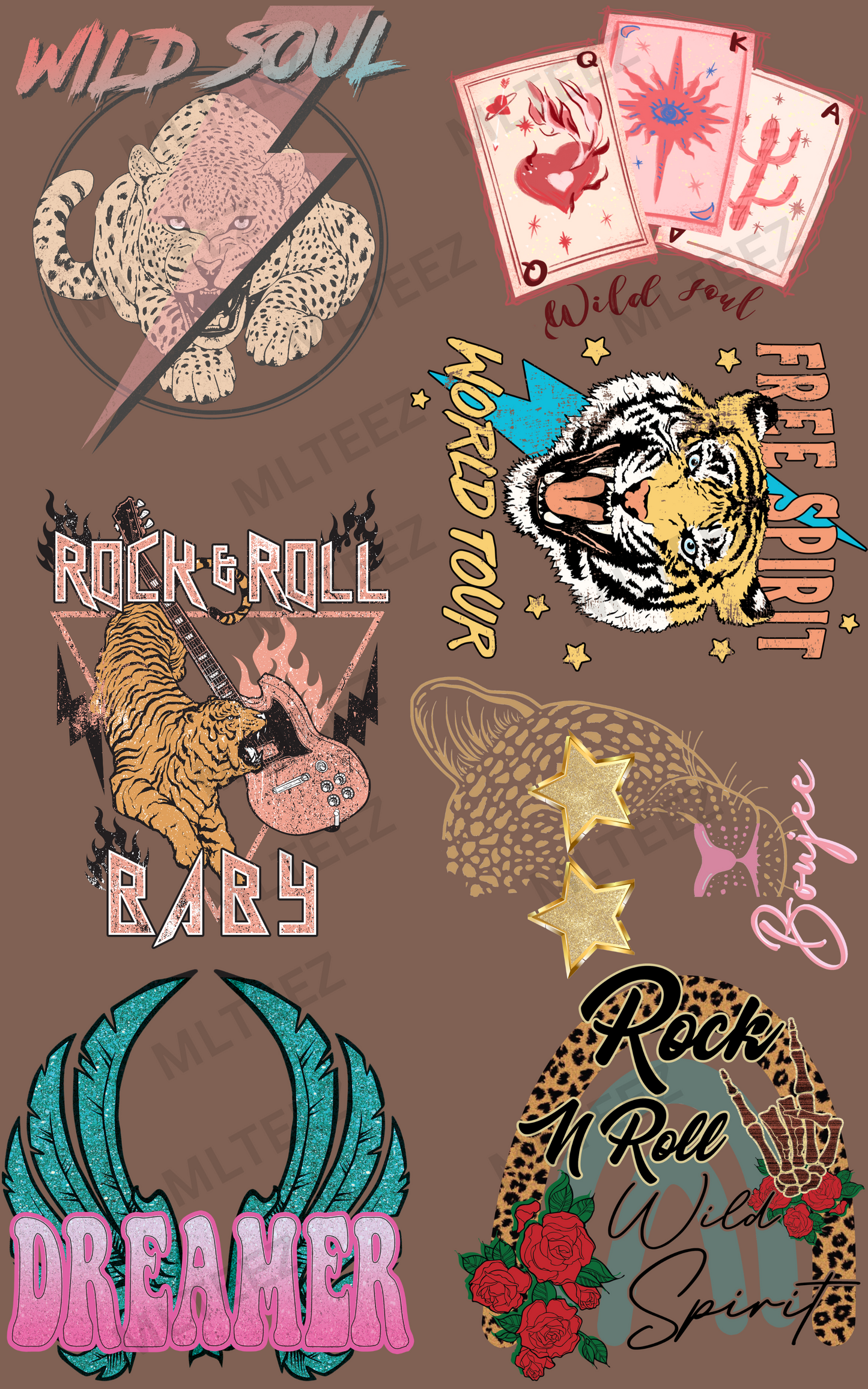 WILD SOUL PREMADE GANGSHEET - 22X36 DTF TRANSFERS - DIRECT TO FILM