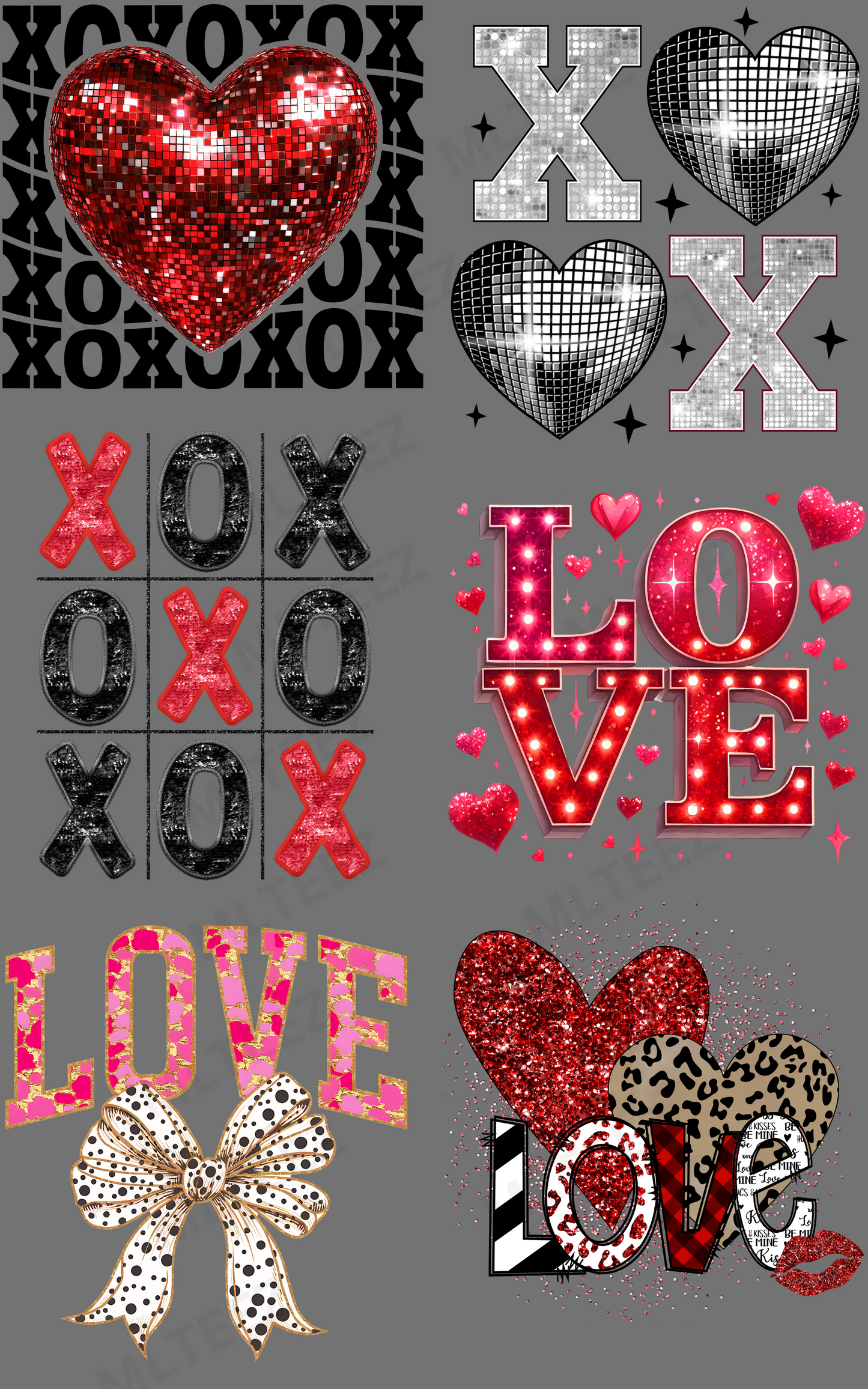 XOXO PREMADE GANGSHEET - 22X36 DTF TRANSFERS - DIRECT TO FILM