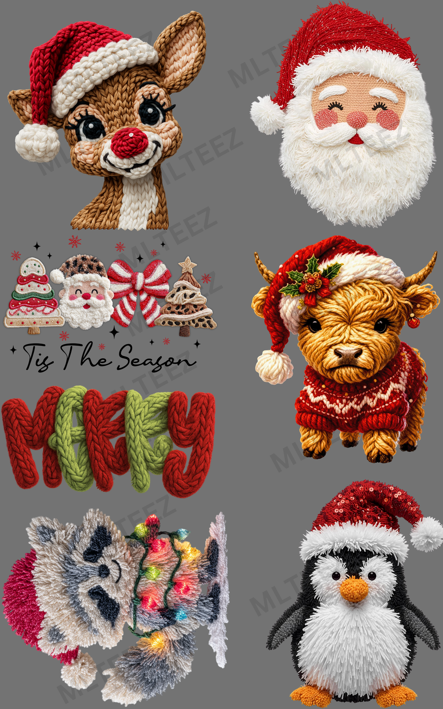 YARN CHRISTMAS FRIENDS (ADULT) (1) PREMADE GANGSHEET - 22X36 DTF TRANSFERS - DIRECT TO FILM