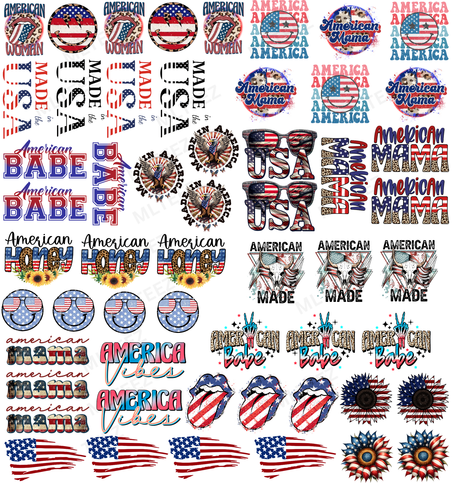 AMERICA TRUCKER HAT GANGSHEET - 22X24