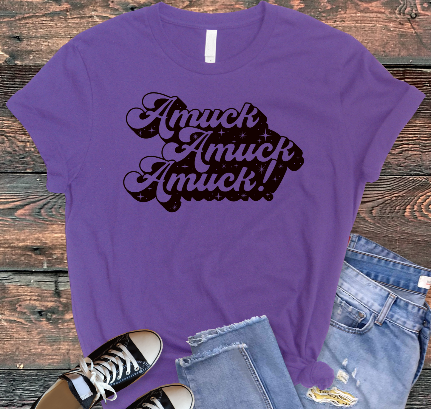 Amuck Amuck Amuck Black Print Halloween DTF Direct to Film