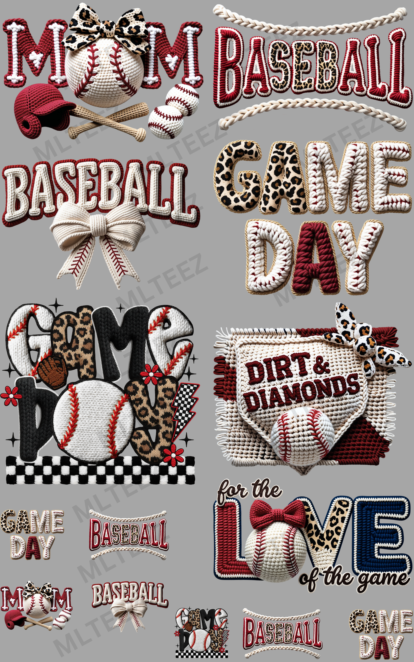 BASEBALL (7) PREMADE GANGSHEET - 22X36 DTF TRANSFERS - DIRECT TO FILM