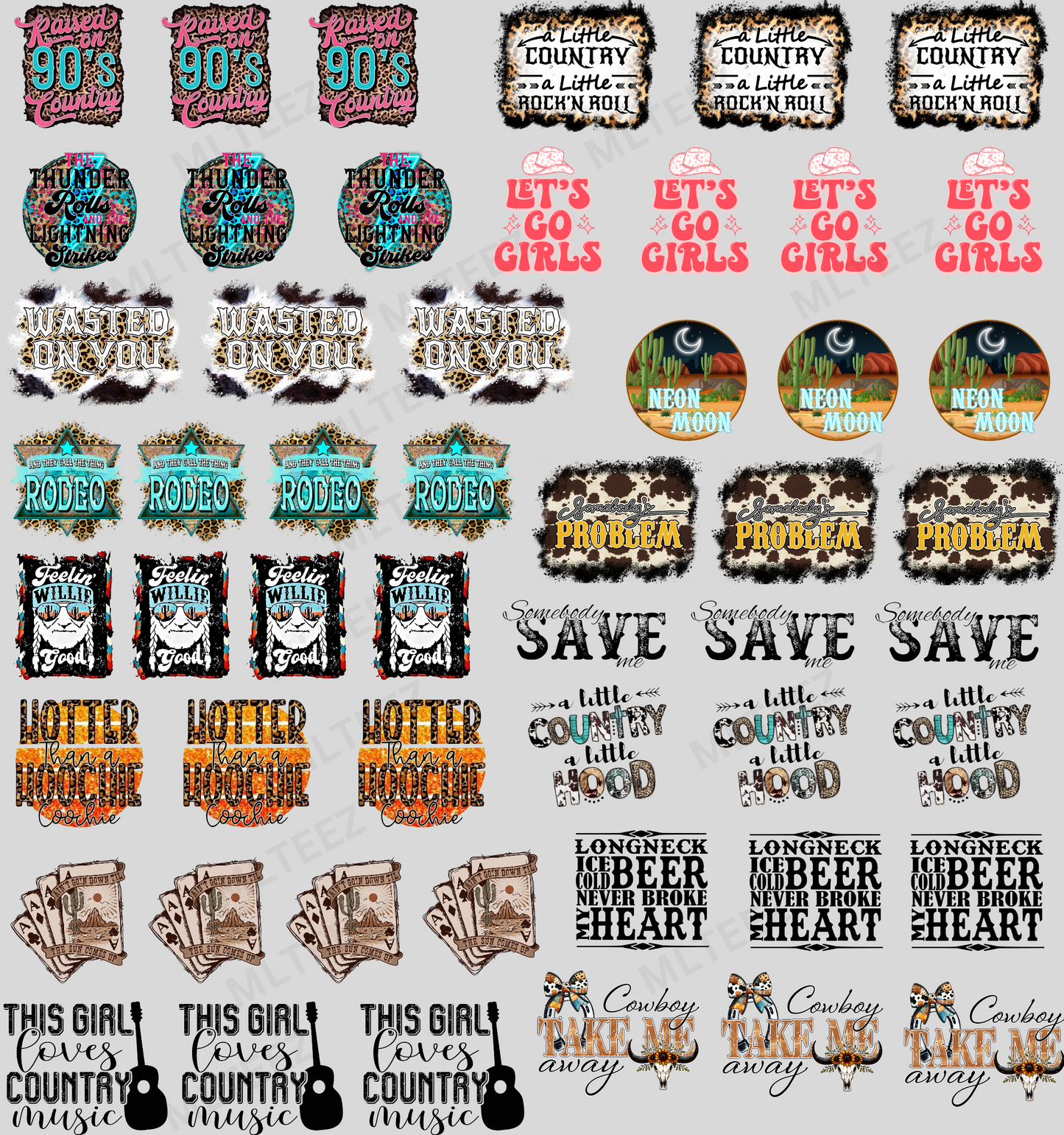 COUNTRY MUSIC TRUCKER HAT GANGSHEET - 22X24