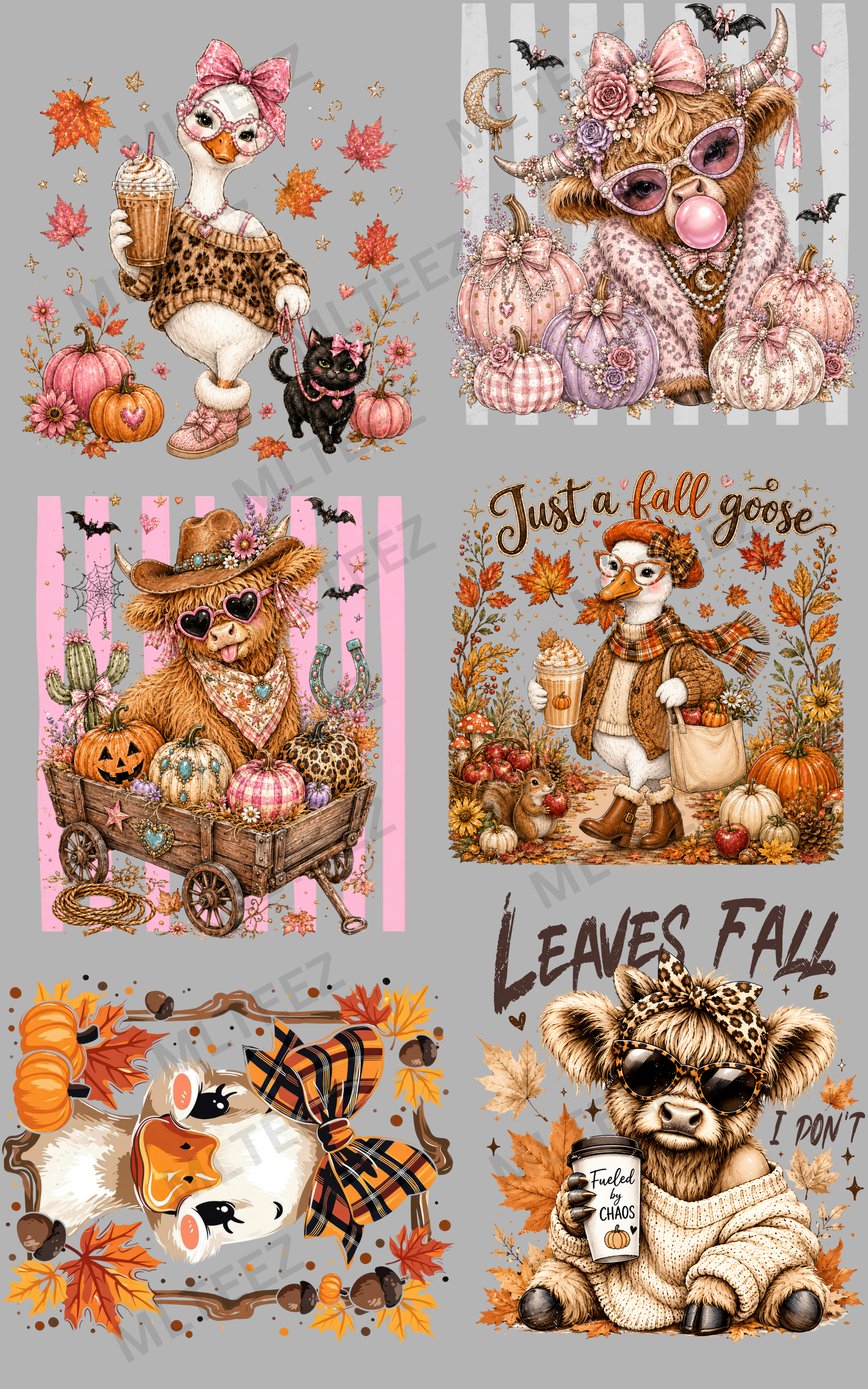 FALL (5) PREMADE GANGSHEET - 22X36 DTF TRANSFERS - DIRECT TO FILM