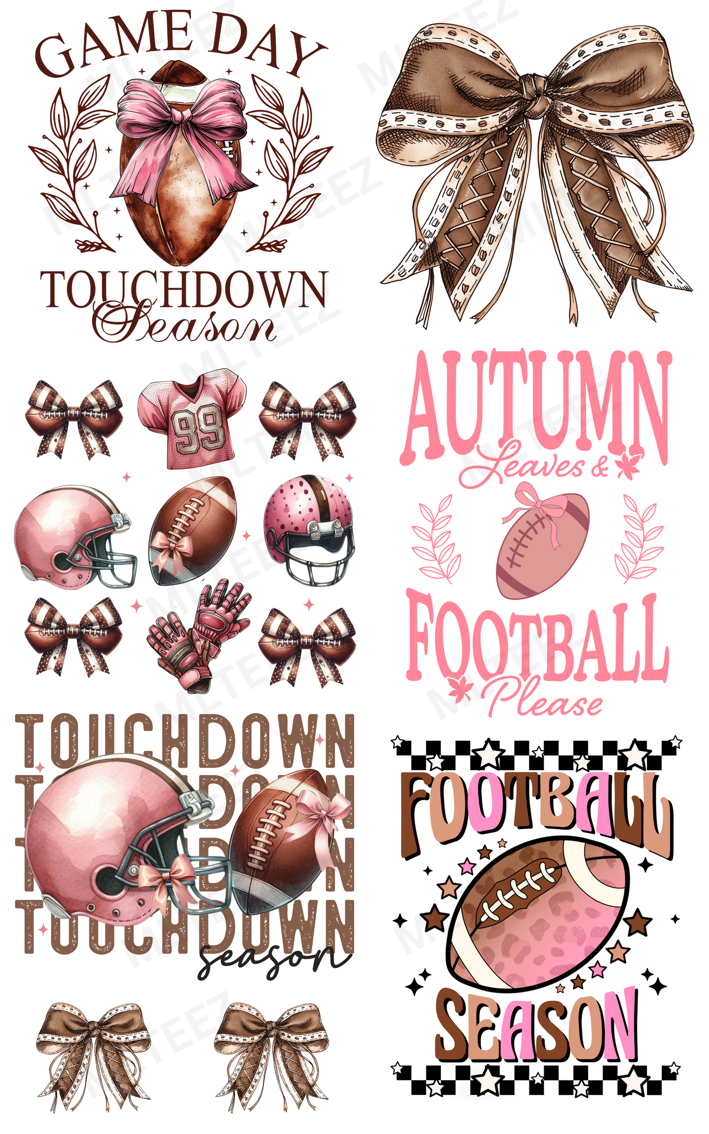 Pink Is For Football PREMADE GANGSHEET - 22X36 DTF TRANSFERS - DIRECT TO FILM
