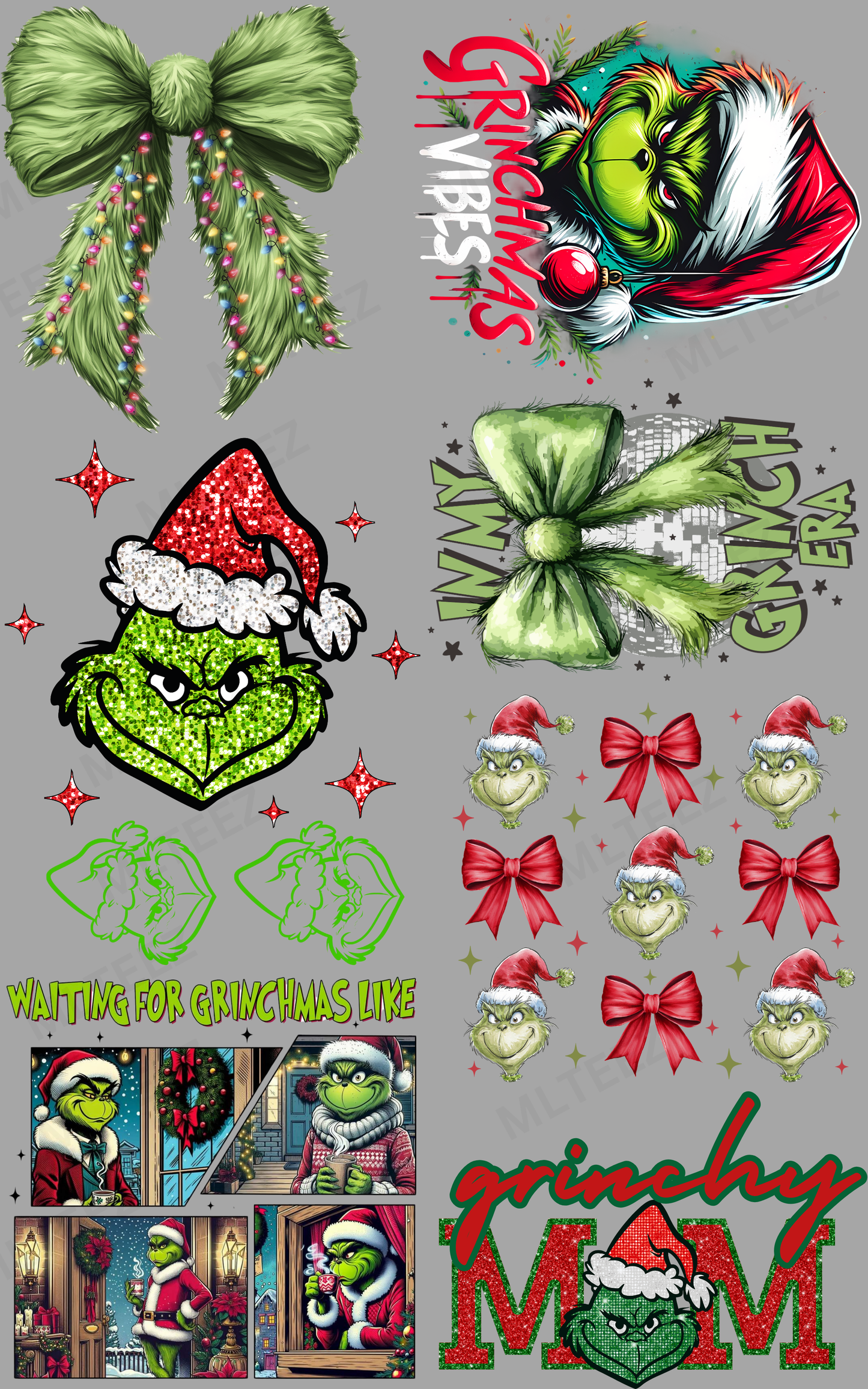 BIG GREEN MAN VIBES GANGSHEET - 22X36 DTF TRANSFERS - DIRECT TO FILM