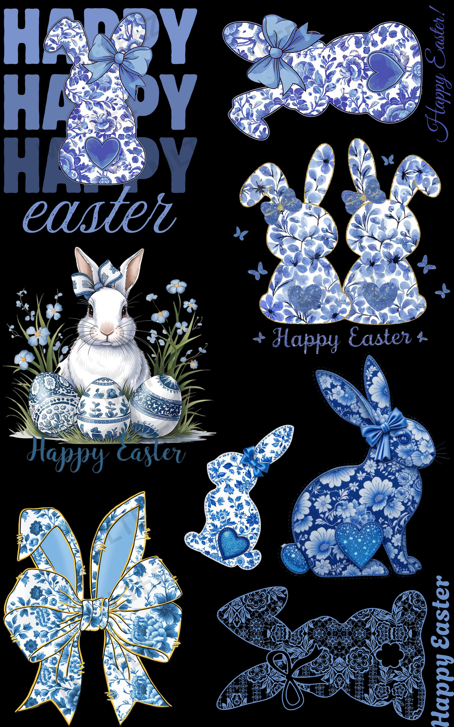 HAPPY EASTER (1) PREMADE GANGSHEET - 22X36 DTF TRANSFERS - DIRECT TO FILM