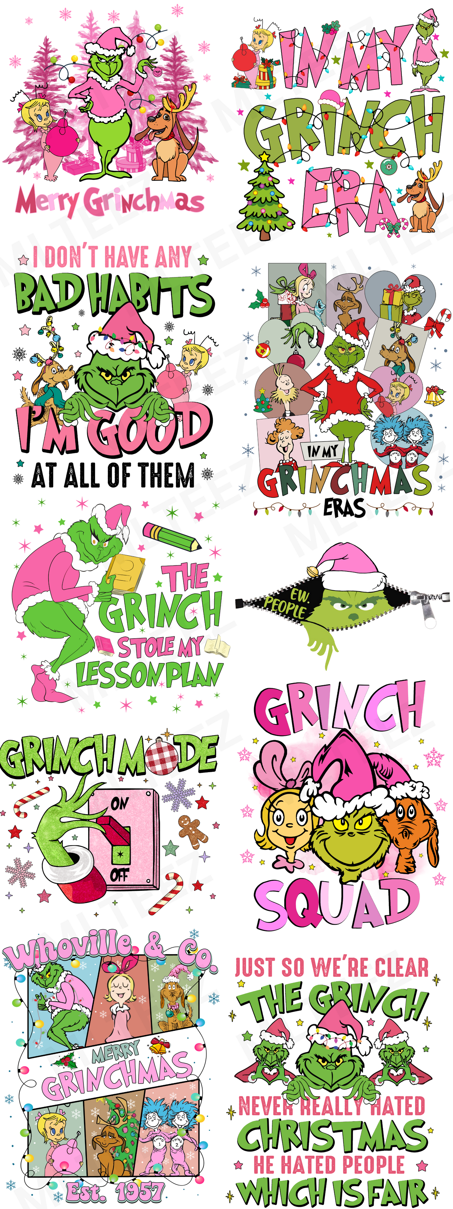 PINK MERRY BIG GREEN MAN GANGSHEET - 22X60