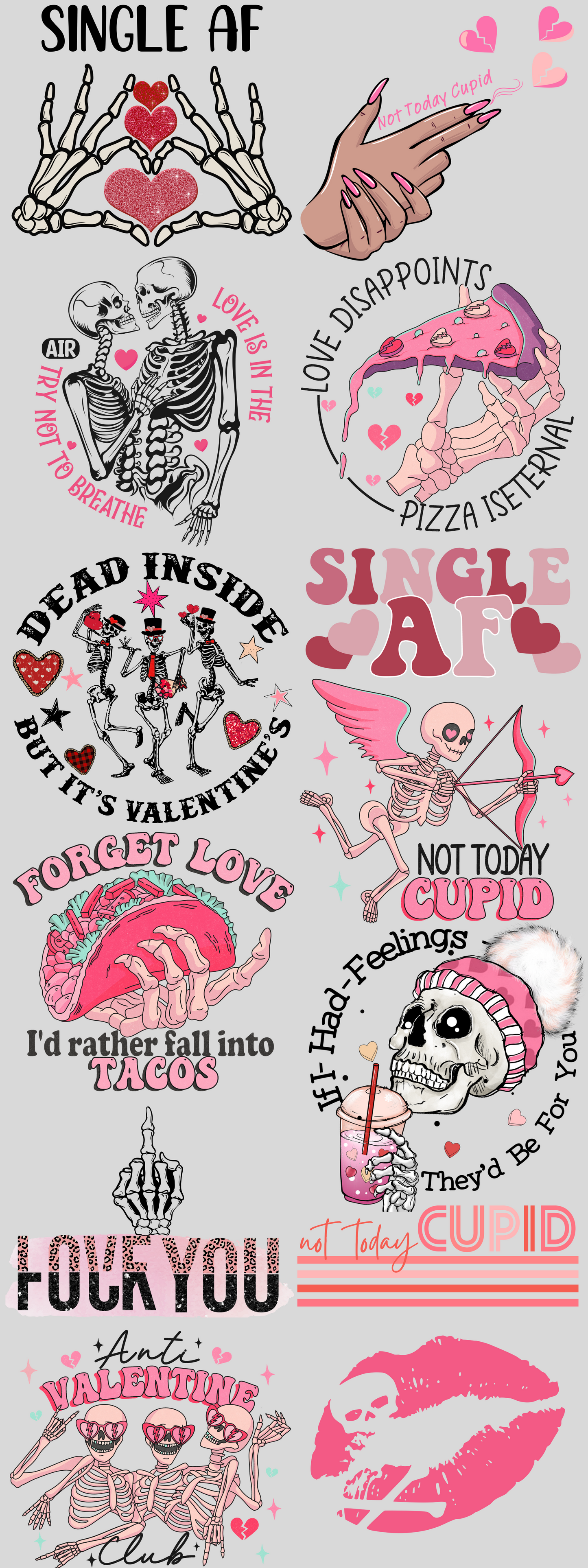 NOT TODAY CUPID PREMADE GANGSHEET - 22X60
