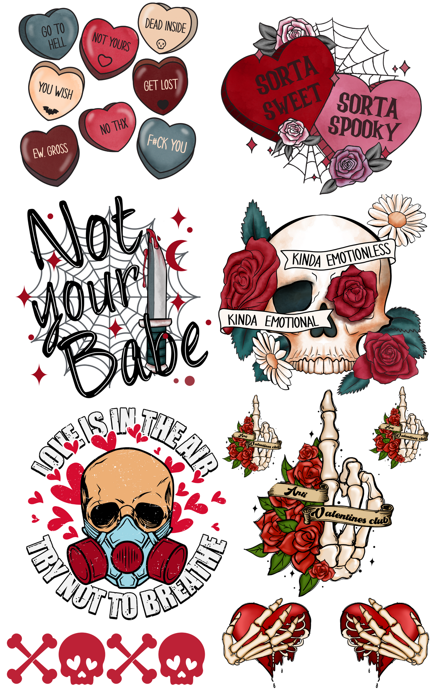 NOT YOUR BABE VALENTINE'S DAY PREMADE GANGSHEET - 22X36 DTF TRANSFERS - DIRECT TO FILM